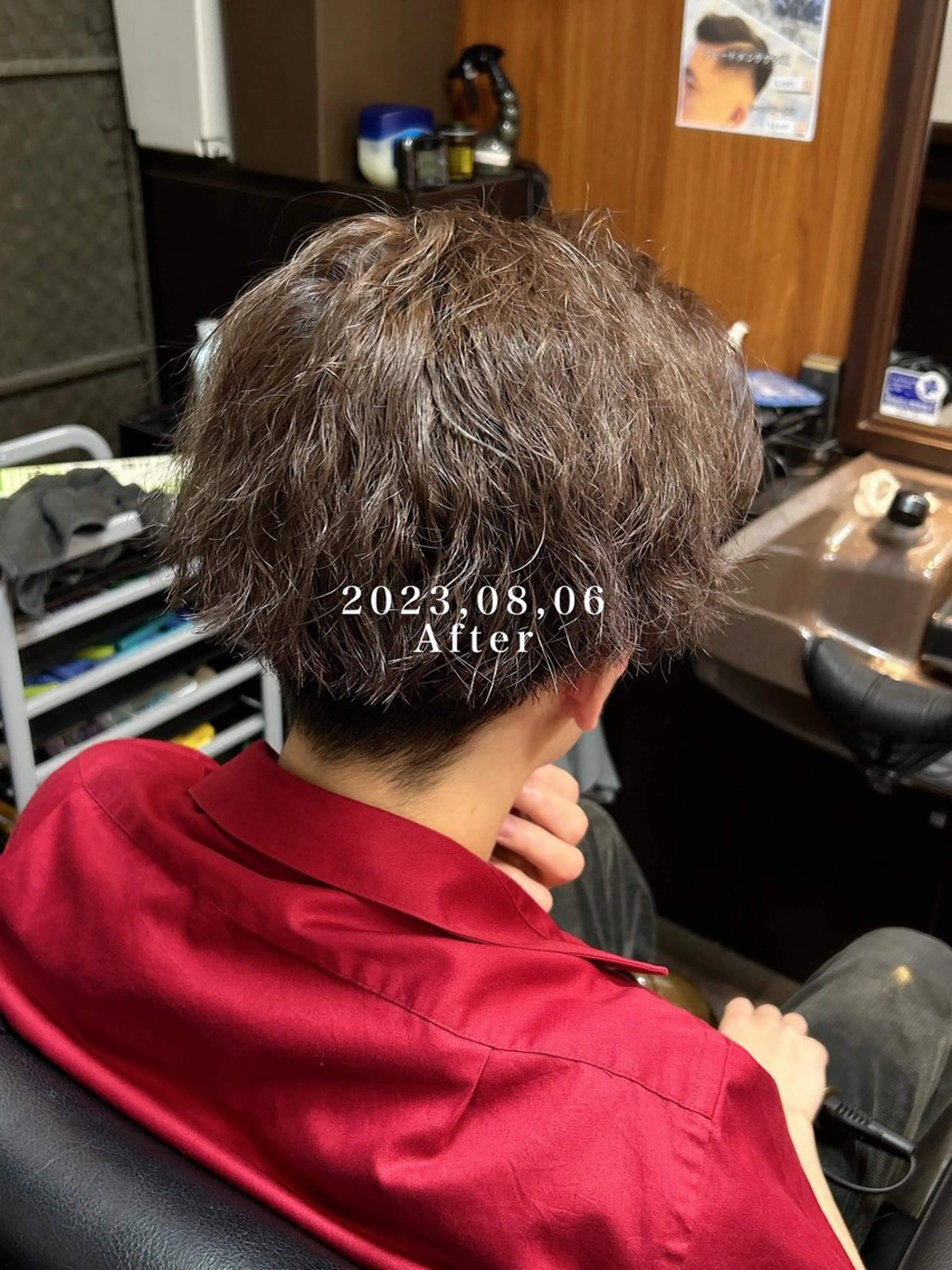 ショート カラー メンズ メンズブリーチ メンズパーマ ブリーチ ブラウンカラー 透明感カラー Smile hair 大森店所属・深野 茜のヘアスタイル