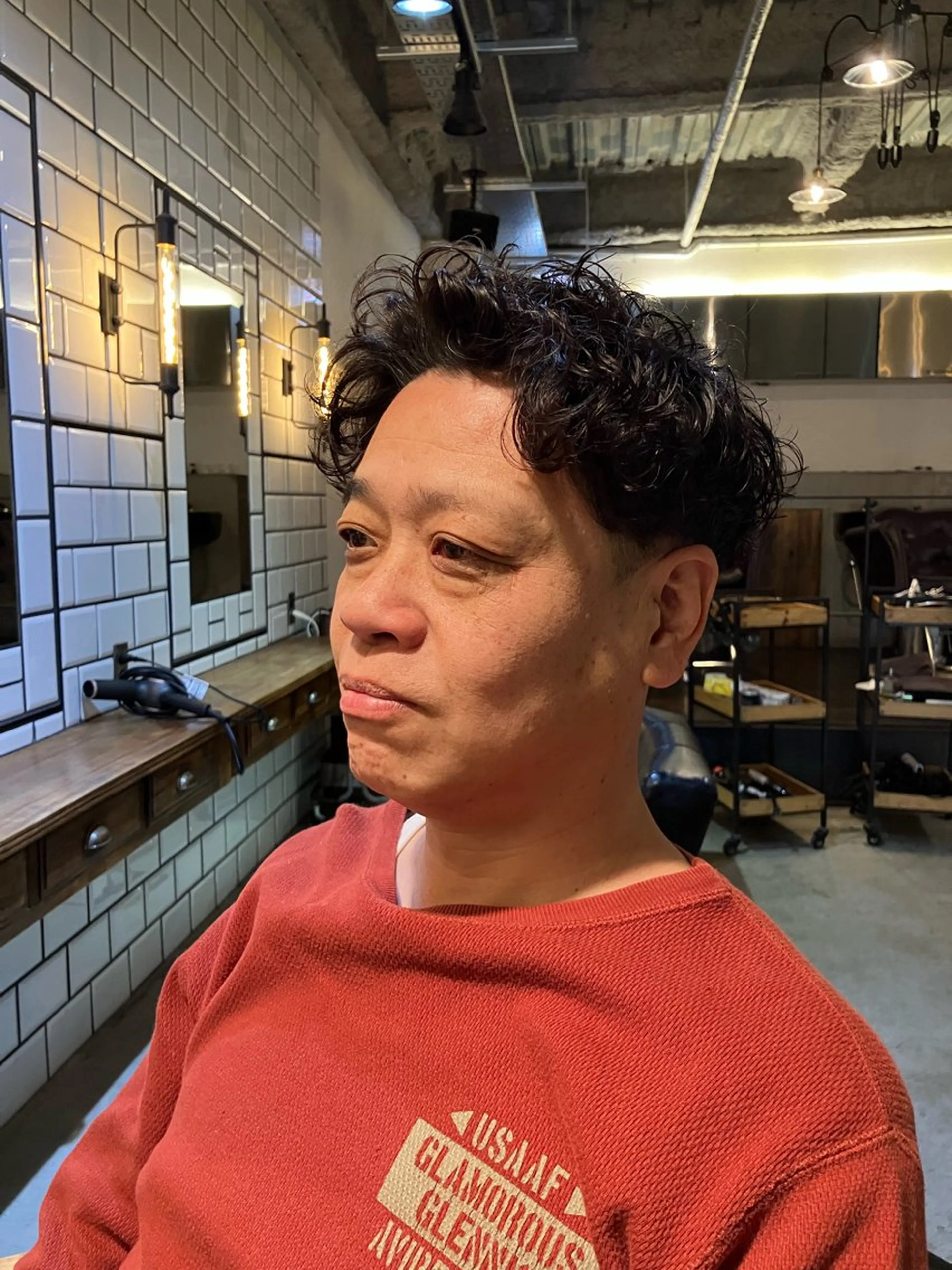 ショート メンズ アップバング メンズパーマ パーマ MANON BY H所属・Watarai Yuukiのヘアスタイル