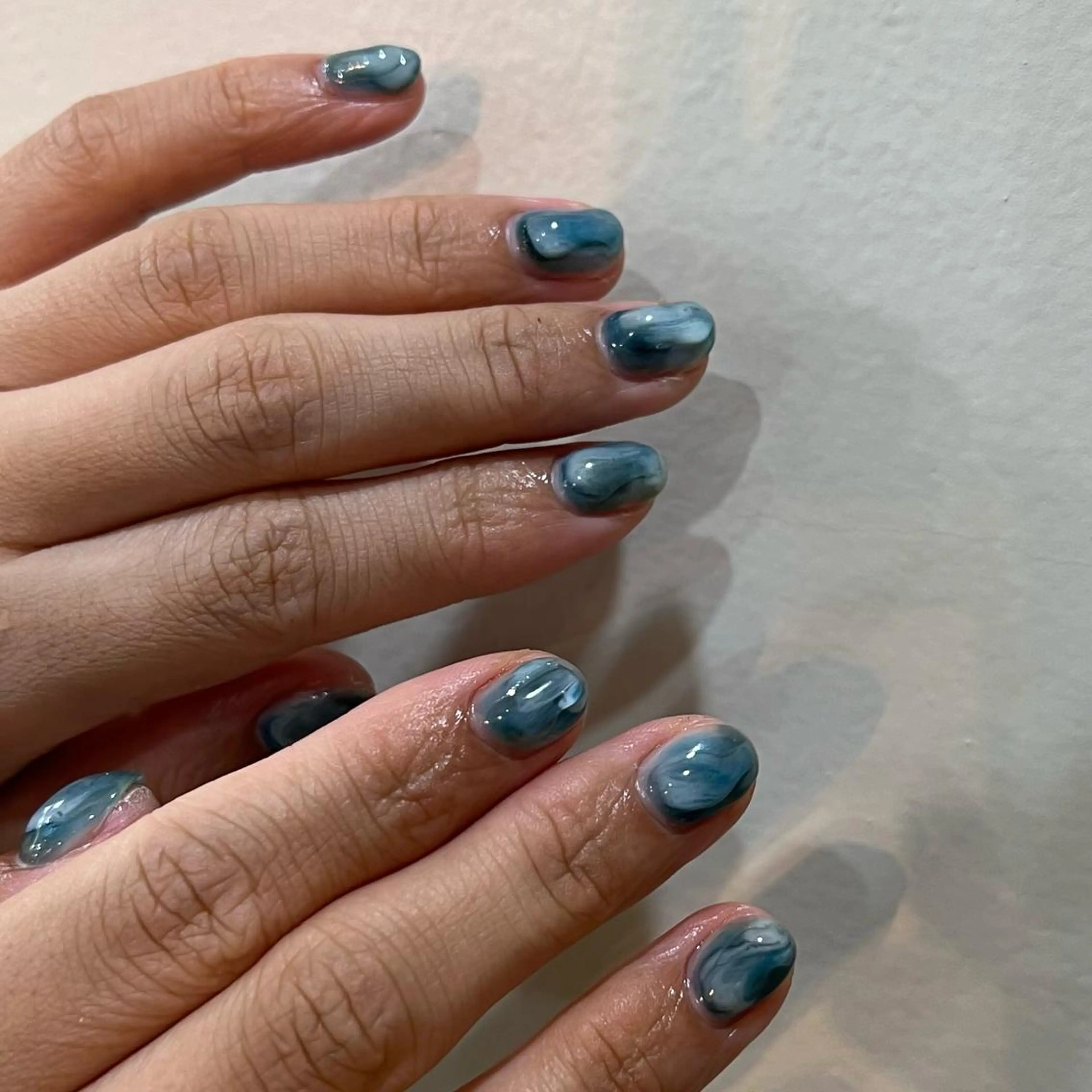 ネイル ブルー フレンチネイル マグネットネイル ミラーネイル ニュアンスネイル 酒井 サカイのネイルデザイン