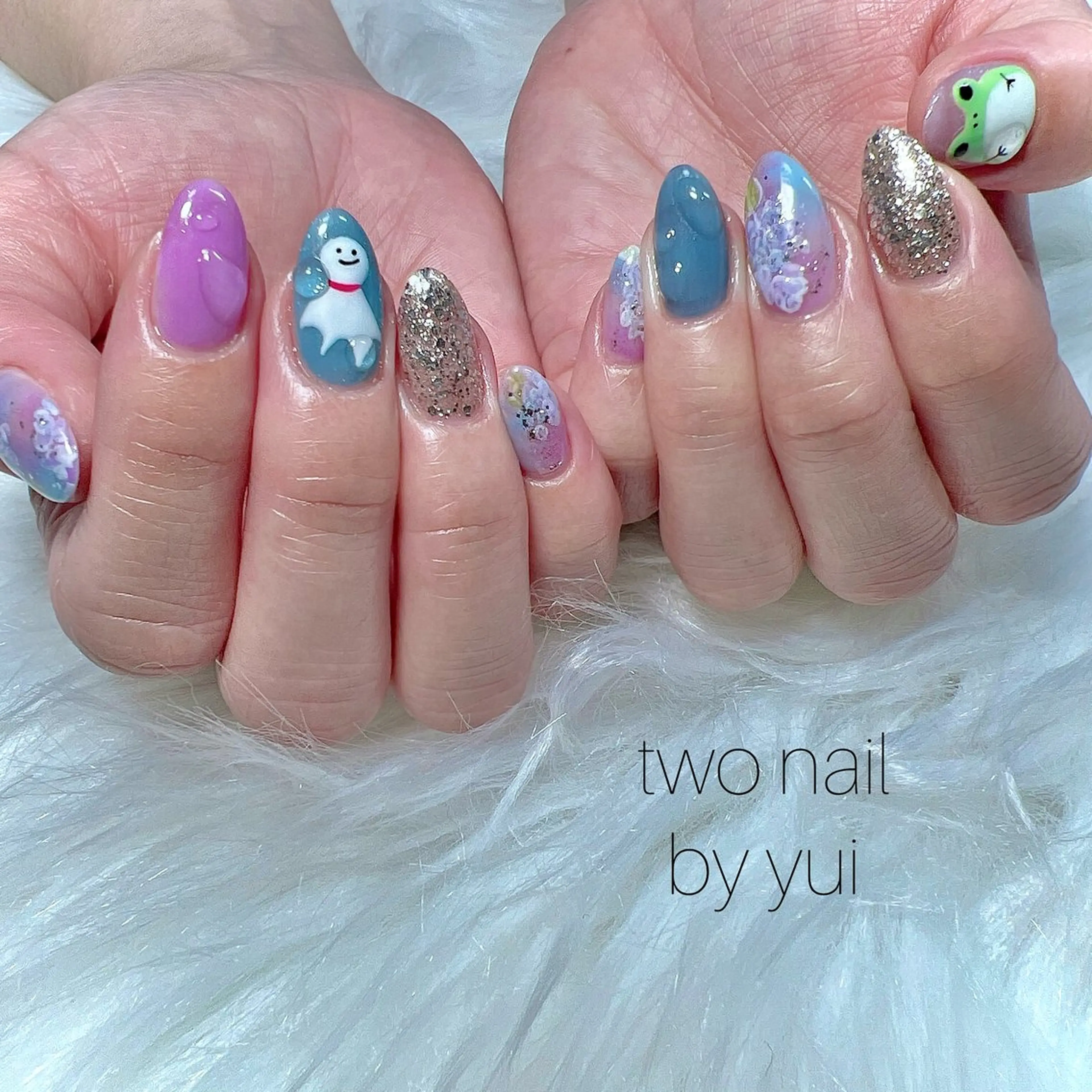 ネイル アートネイル ネイルチップ ホワイト ハンドネイル two nailのネイルデザイン