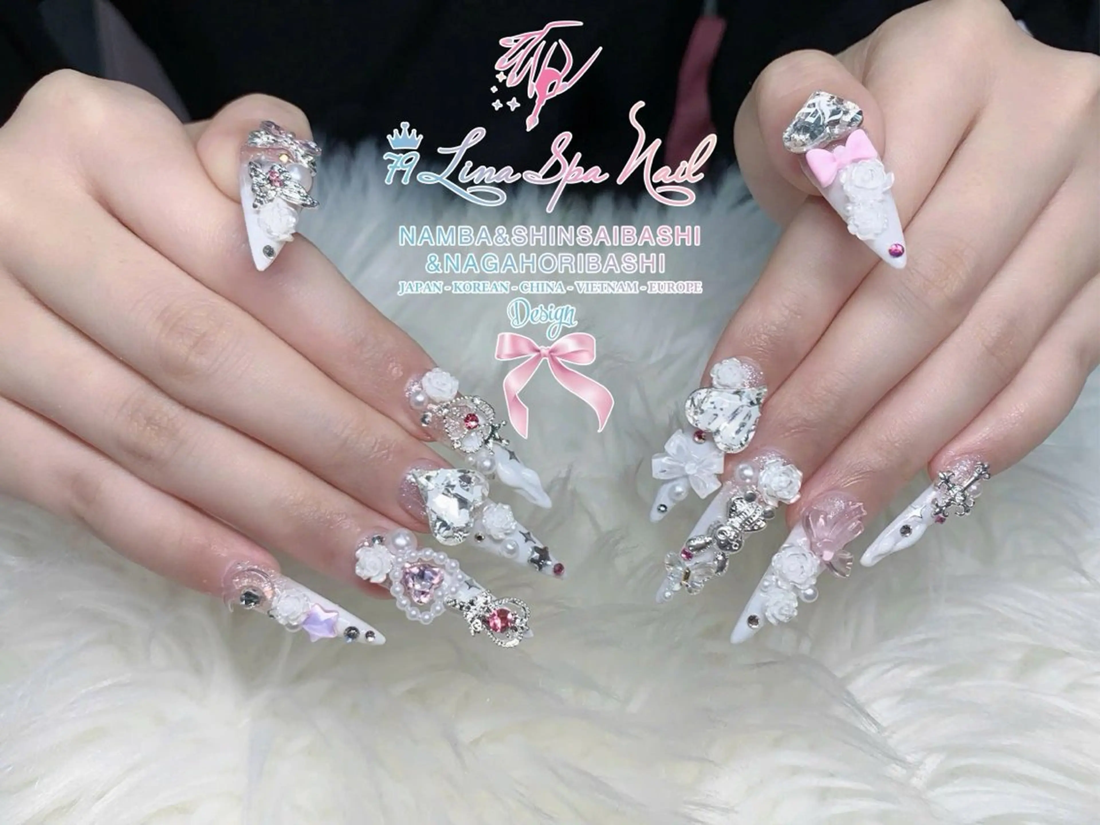 【長さ出し10本アートとパーツ埋め尽くし付け放題◇¥14500の写真