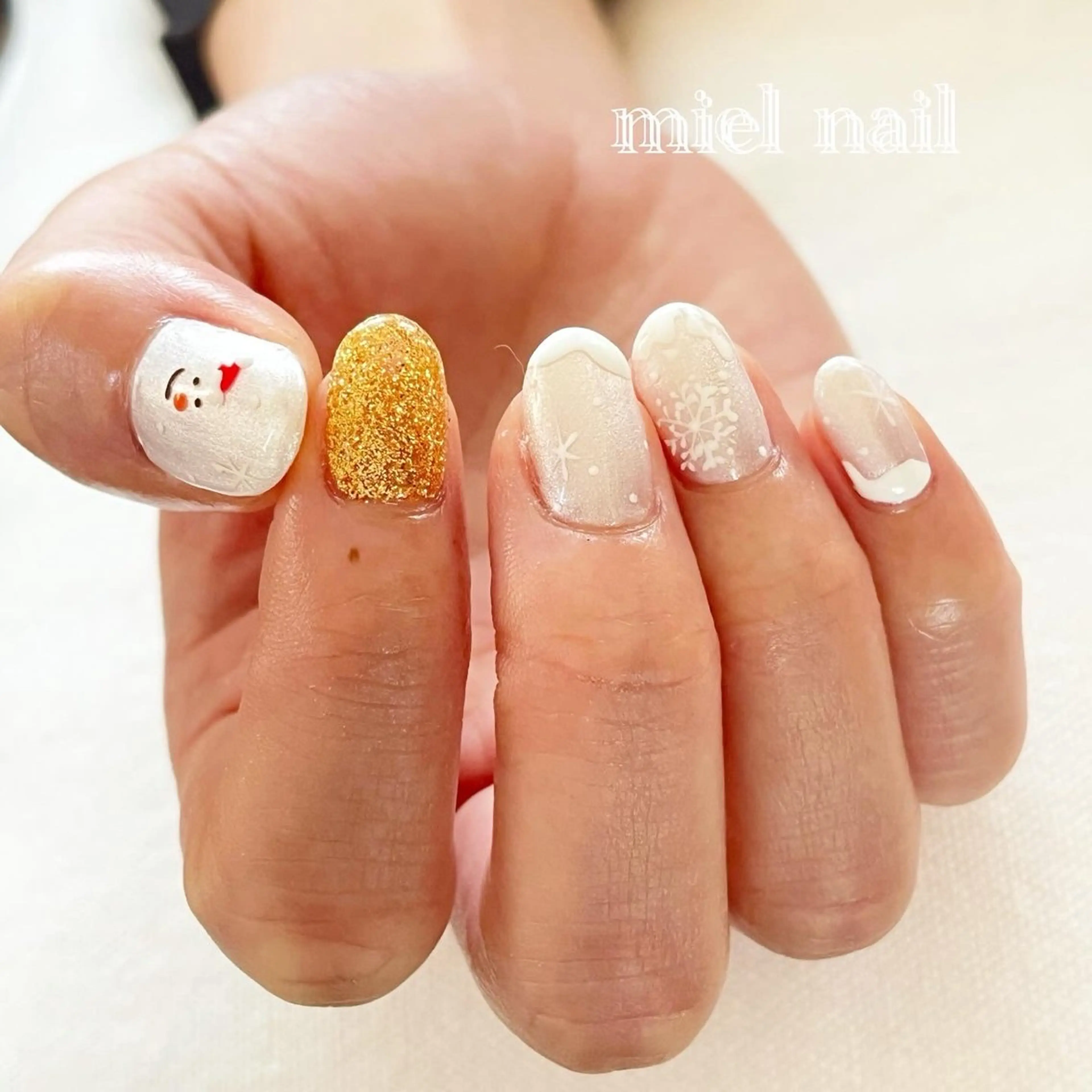 ネイル 持ち込み 冬ネイル ハンドネイル miel nailのネイルデザイン