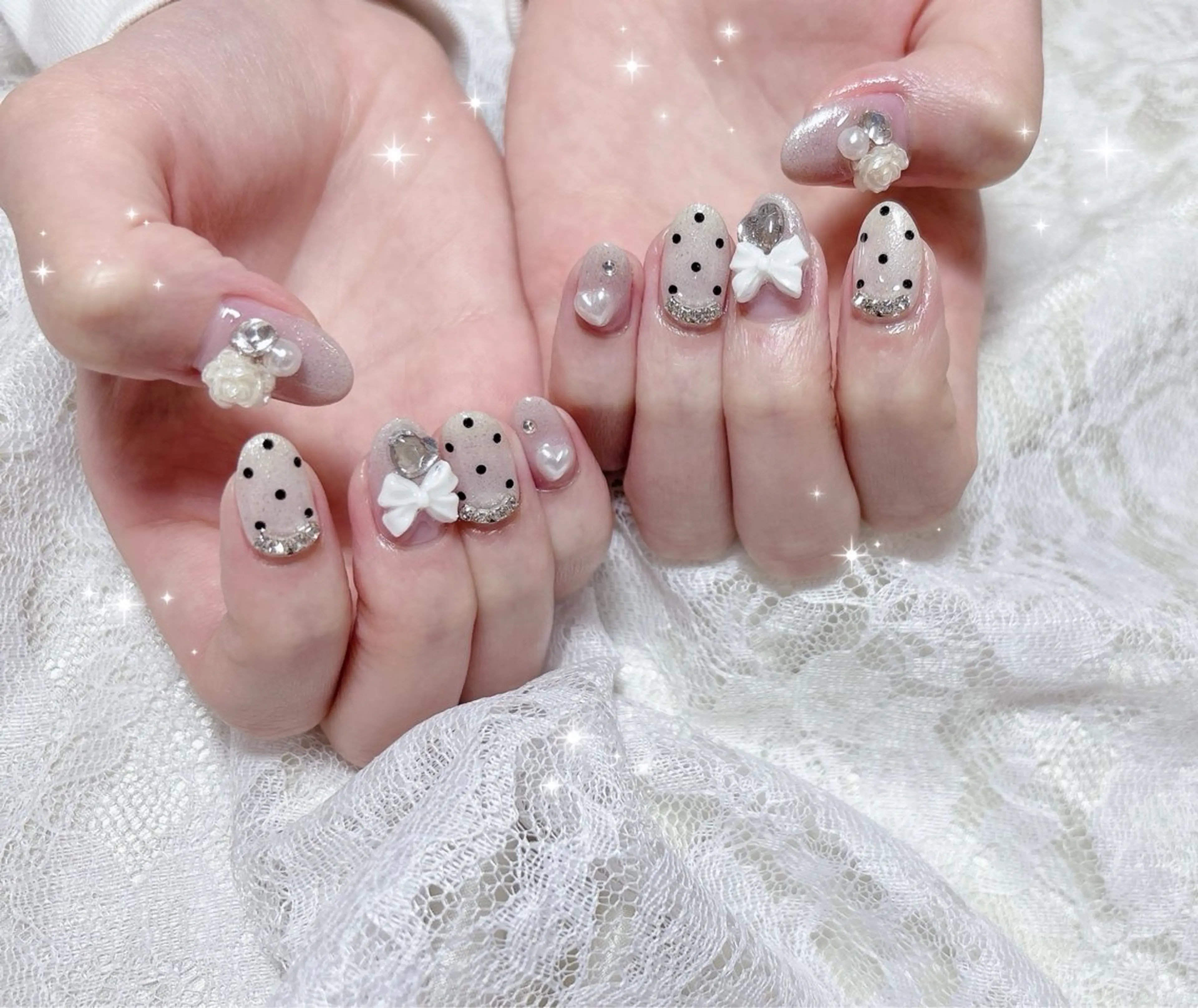 ネイル ガーリー グラデーション ハンドネイル FLARE NAIL フレアネイルのネイルデザイン
