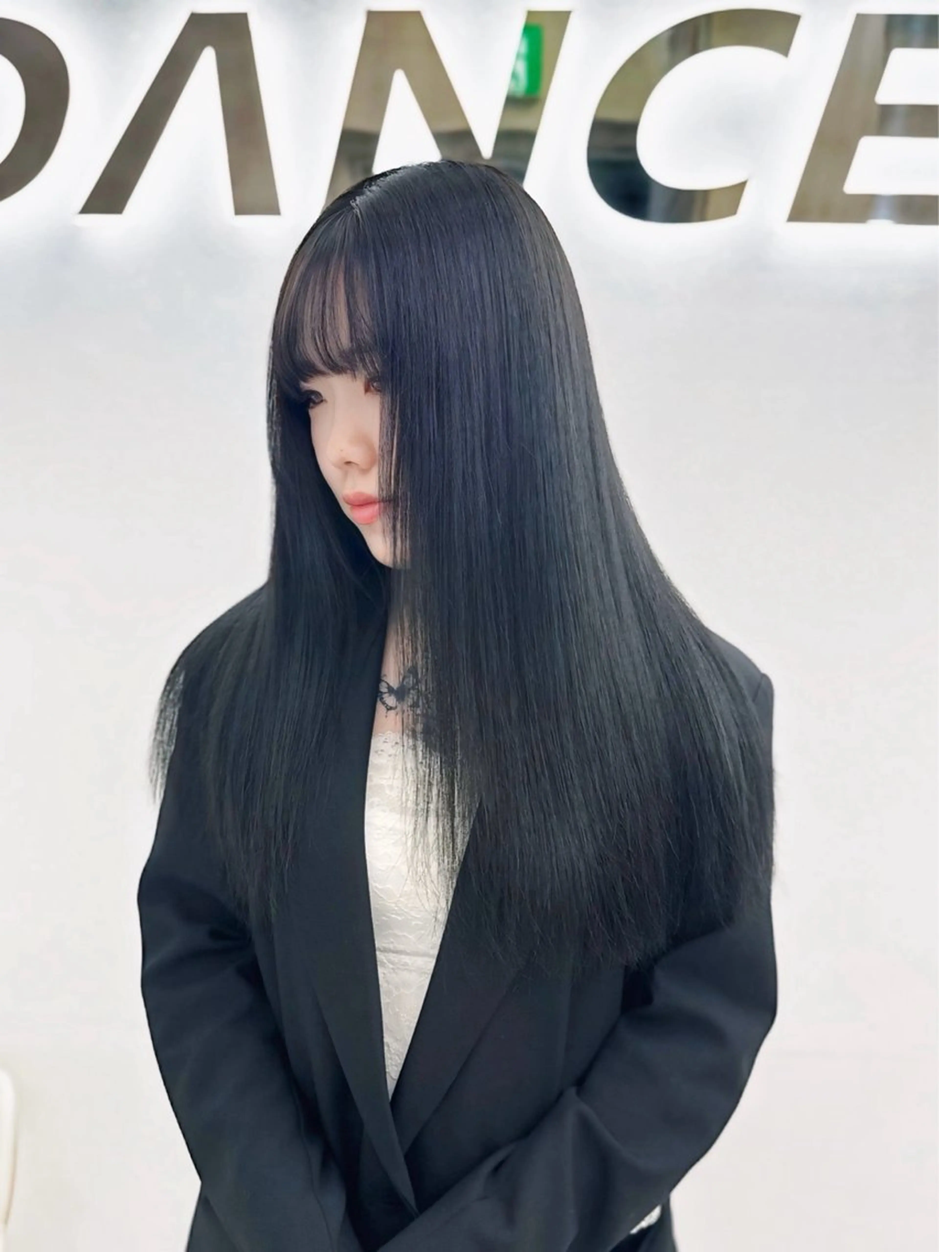 ロング カット ヘアカラー 縮毛矯正 🤍韓国暗髪 レイヤー🤍きょうのヘアスタイル