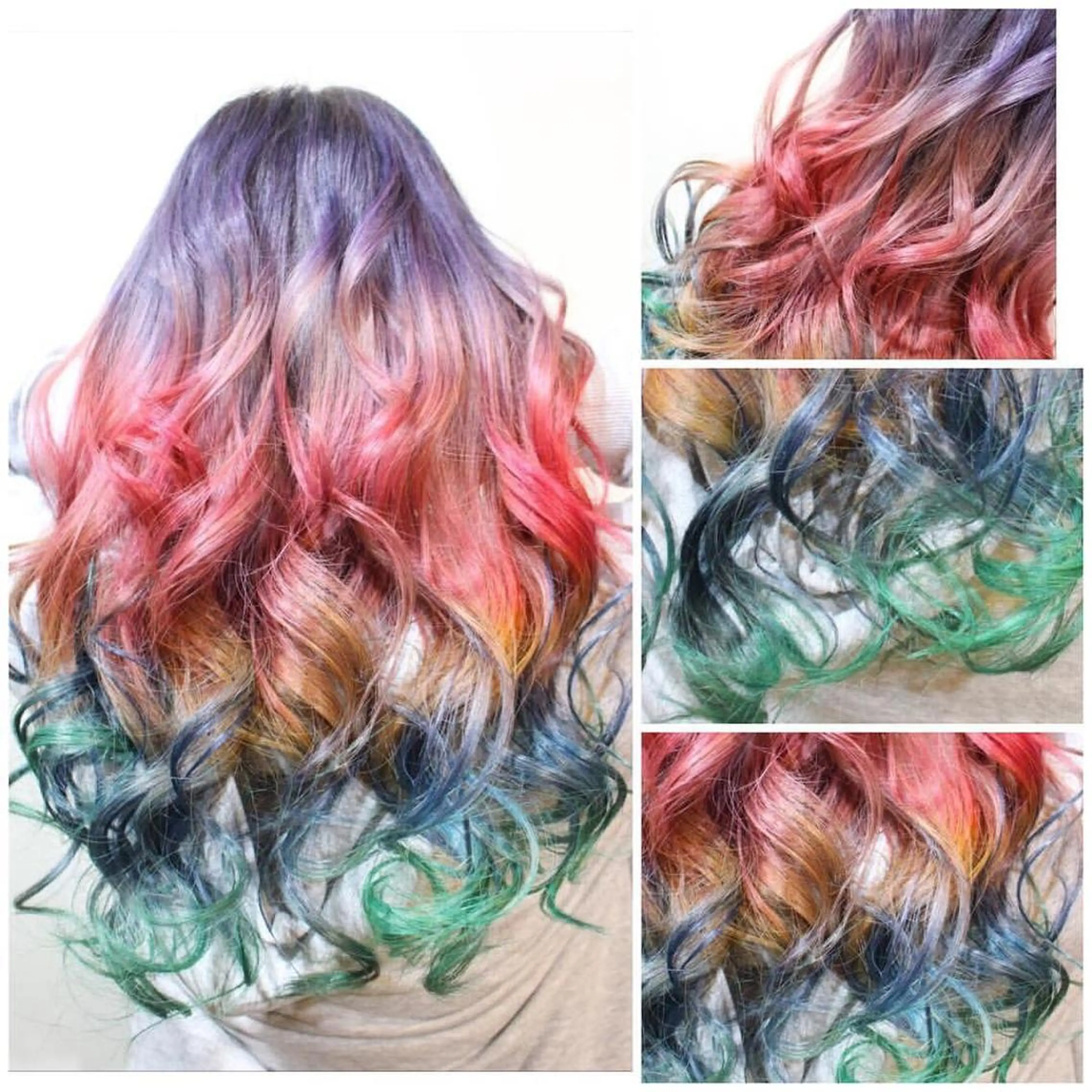 セミロング カラー ヘアアレンジ ブルーカラー グラデーションカラー ラベンダーカラー オレンジ ピンクカラー Shelltie Fiel (シェルティフィエル)所属・次世代シールエクステ 錦糸町 小泉 朋之のヘアスタイル