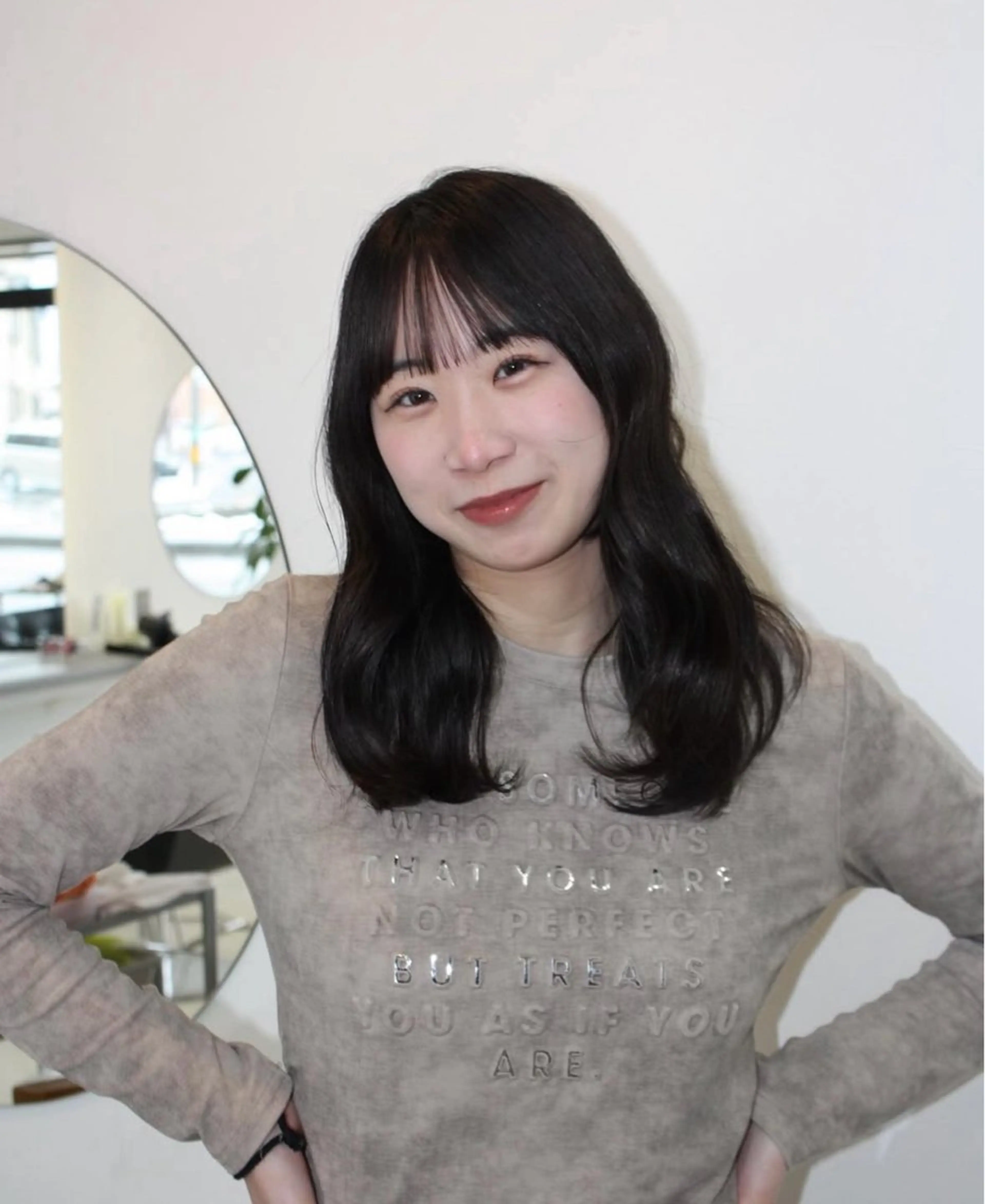 セミロング ボブ 顔周りカット カット enrich / キタガワ カノンのヘアスタイル