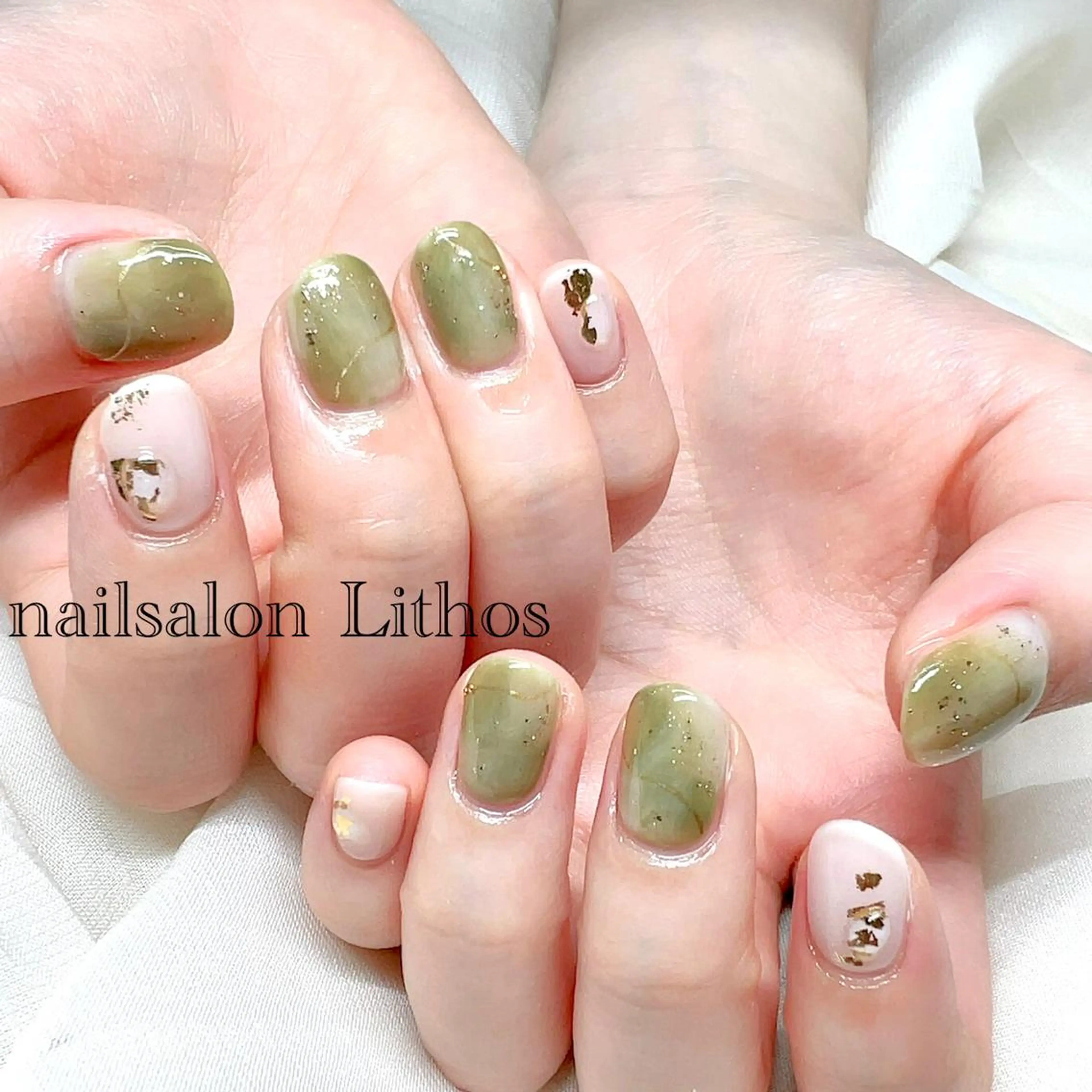 ネイル ニュアンスネイル ピスタチオネイル ハンドネイル nailsalon Lithos所属・nailsalon Recontreのネイルデザイン