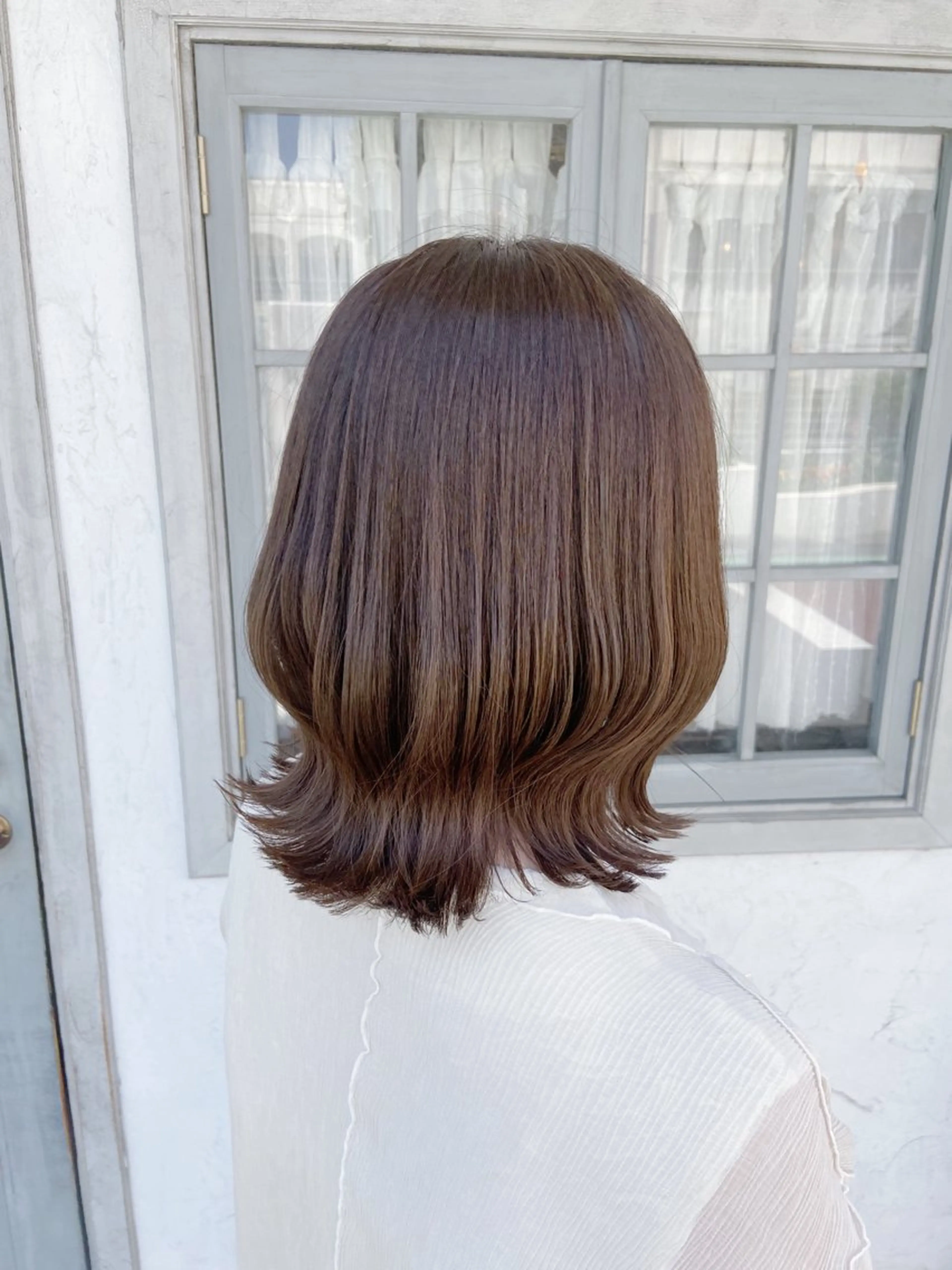 ミディアム カラー 透明感カラー くびれヘア アメリラブヘアー 土屋　洋平のヘアスタイル