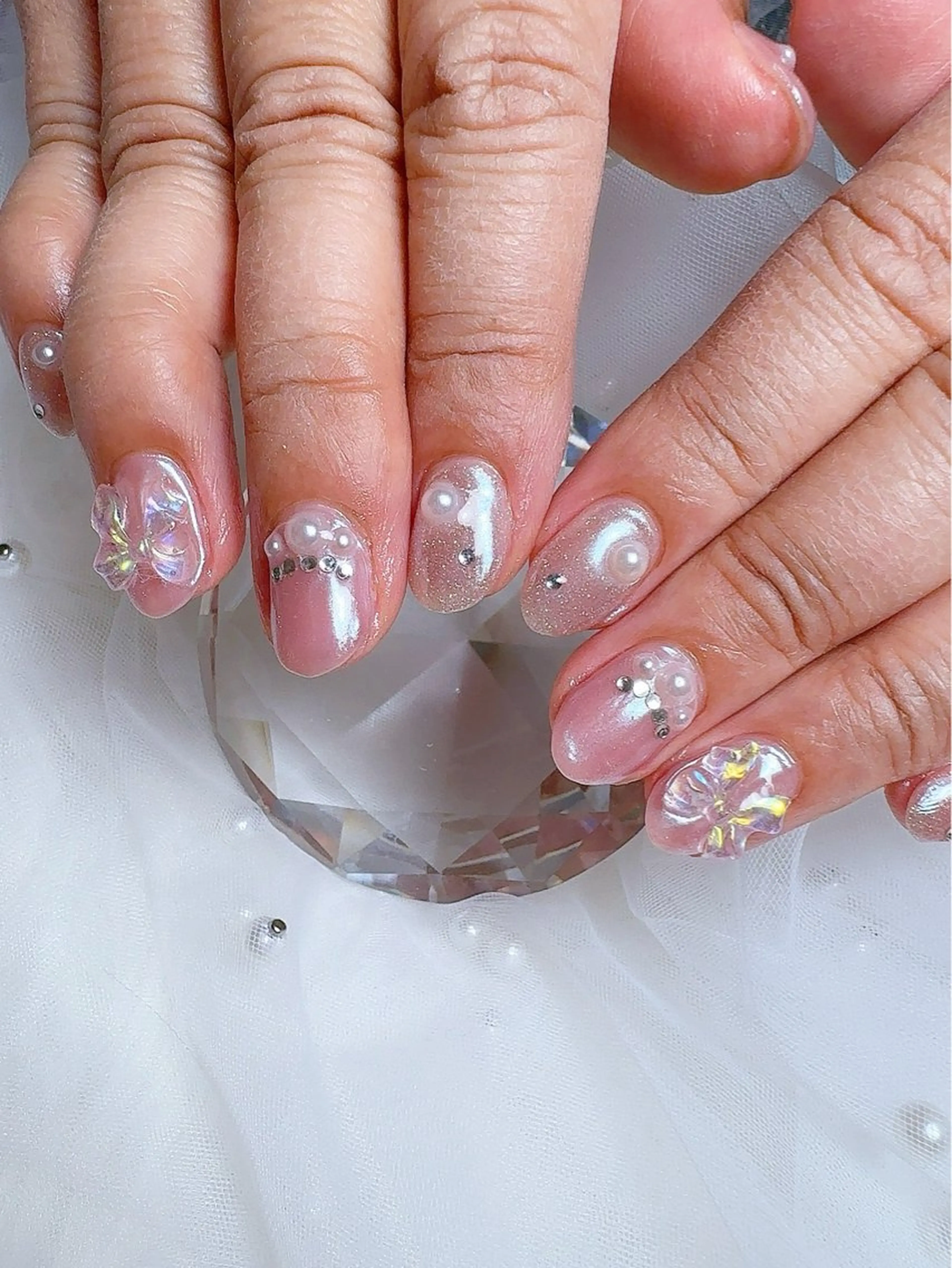 ネイル アートネイル フラッシュネイル フットネイル グラデーション ラメ(グリッター) BABY  BREATH所属・y natsumiのネイルデザイン