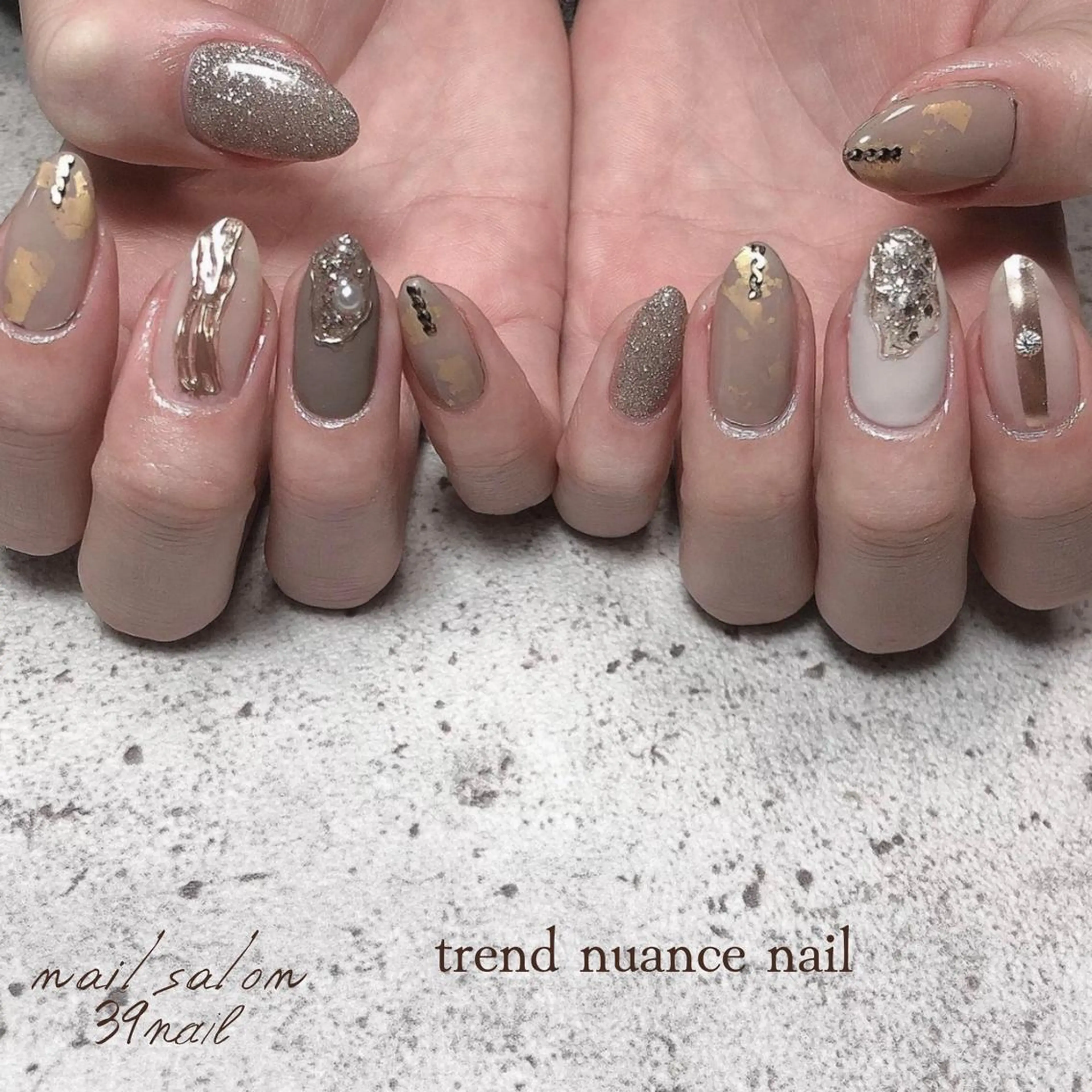 ミディアム ネイル ハンドネイル 京橋 【39nail】のネイルデザイン