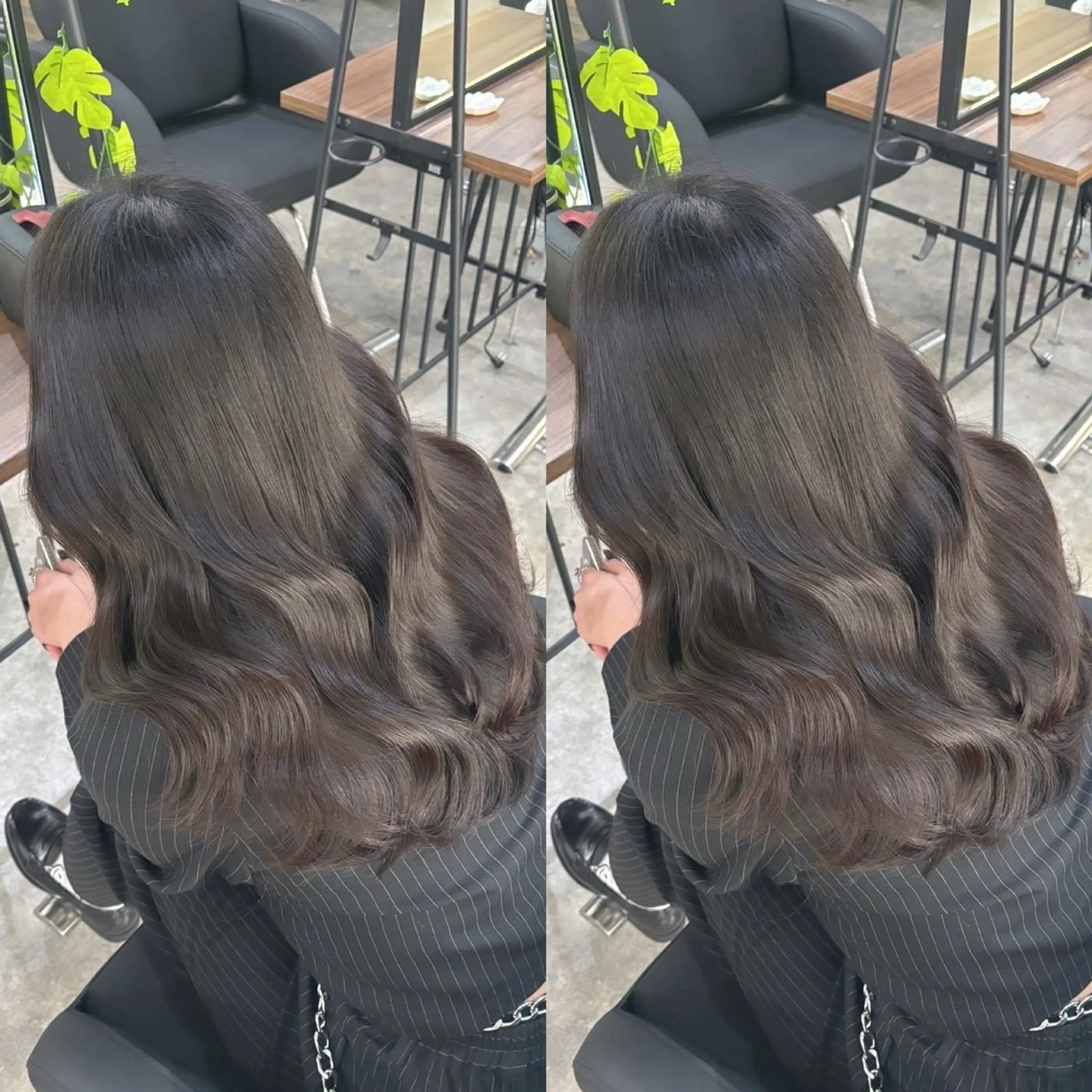 ミディアム 髪質改善 縮毛矯正 トリートメント 酸性ストレート ヘアカラー トリートメント カラーと髪質改善の ウタのヘアスタイル