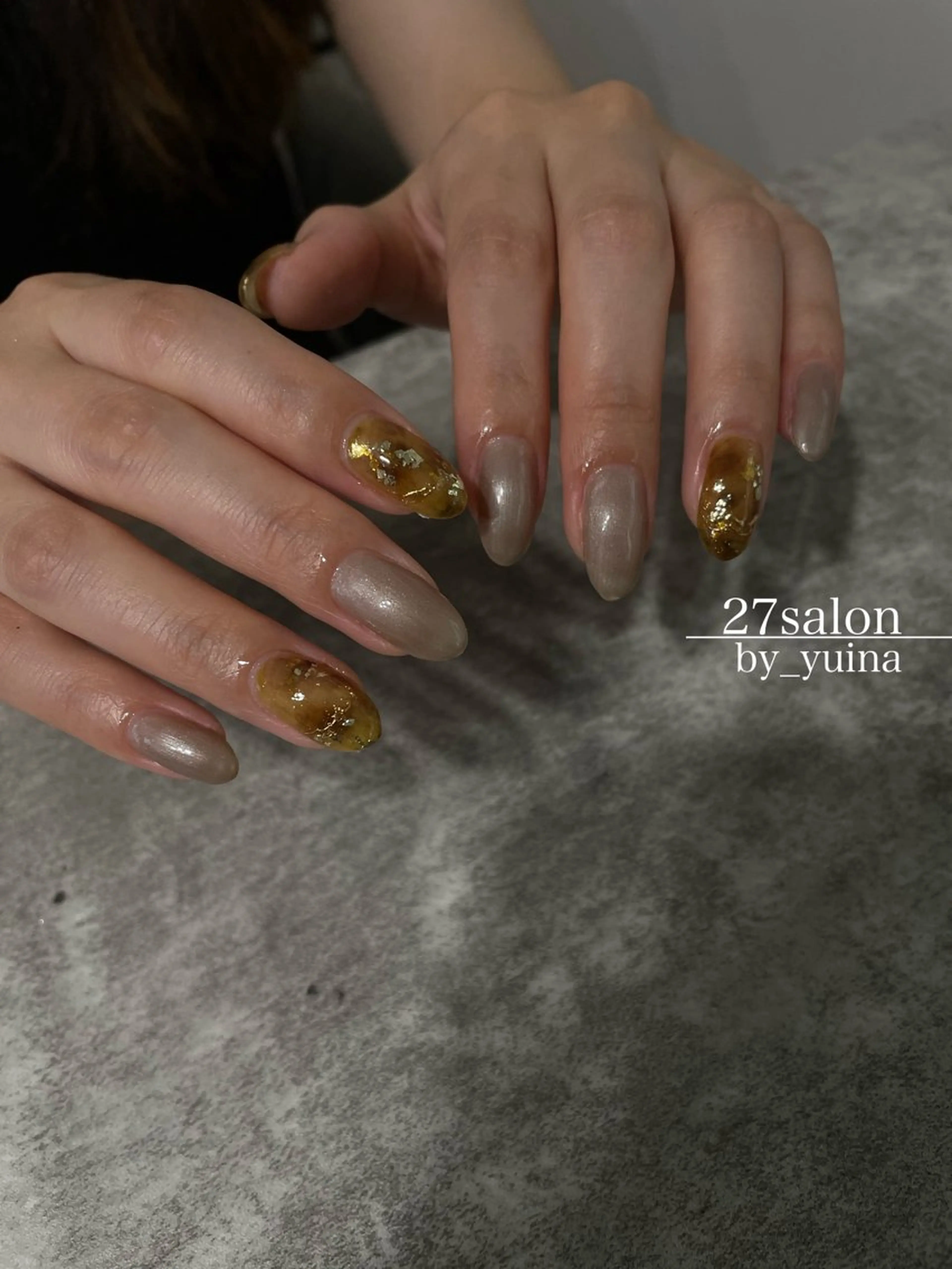 ネイル べっ甲ネイル ハンドネイル 27salon yuinaのネイルデザイン