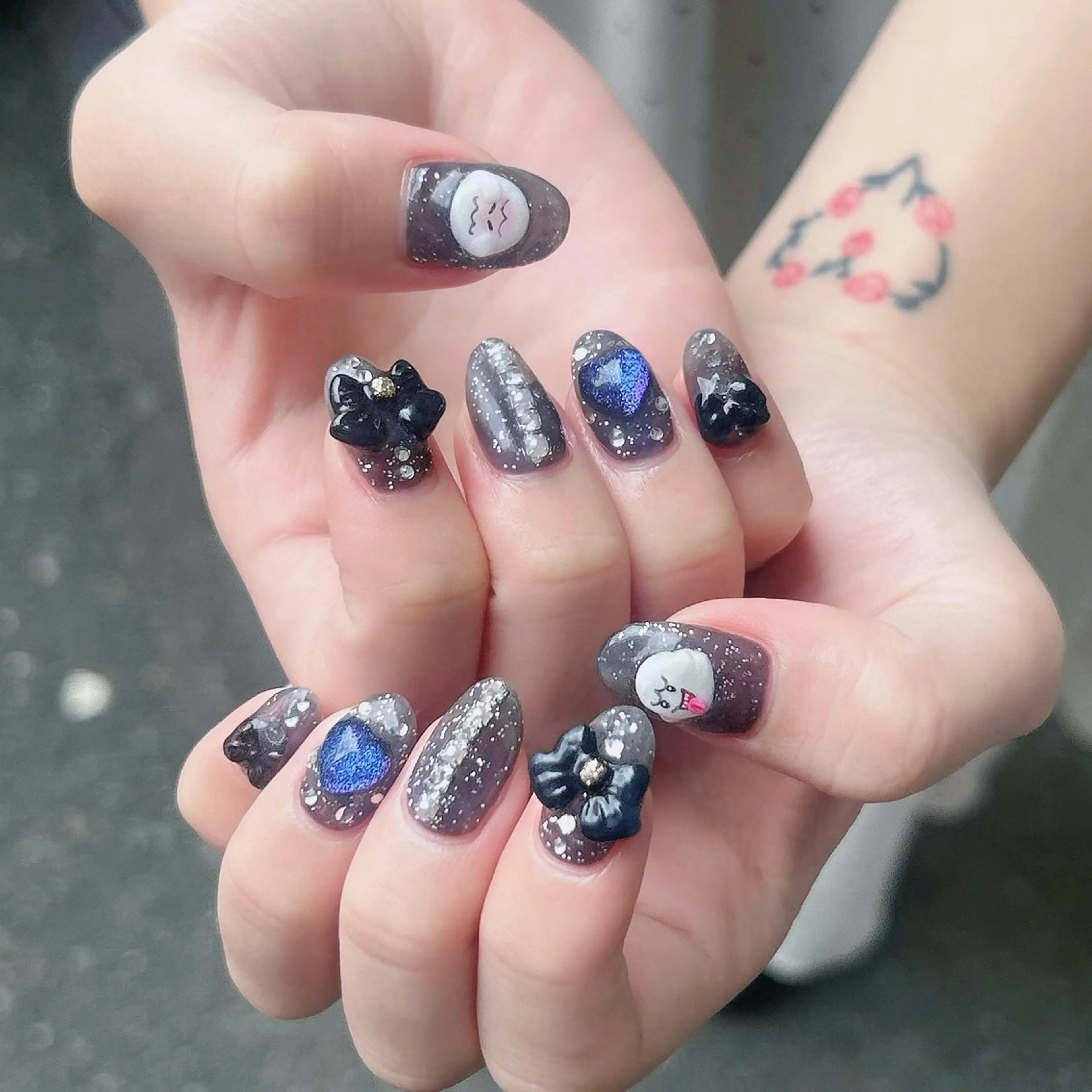 ネイル ジェルネイル ハート キラキラネイル パラジェル リボン ハンドネイル Nail Kのネイルデザイン