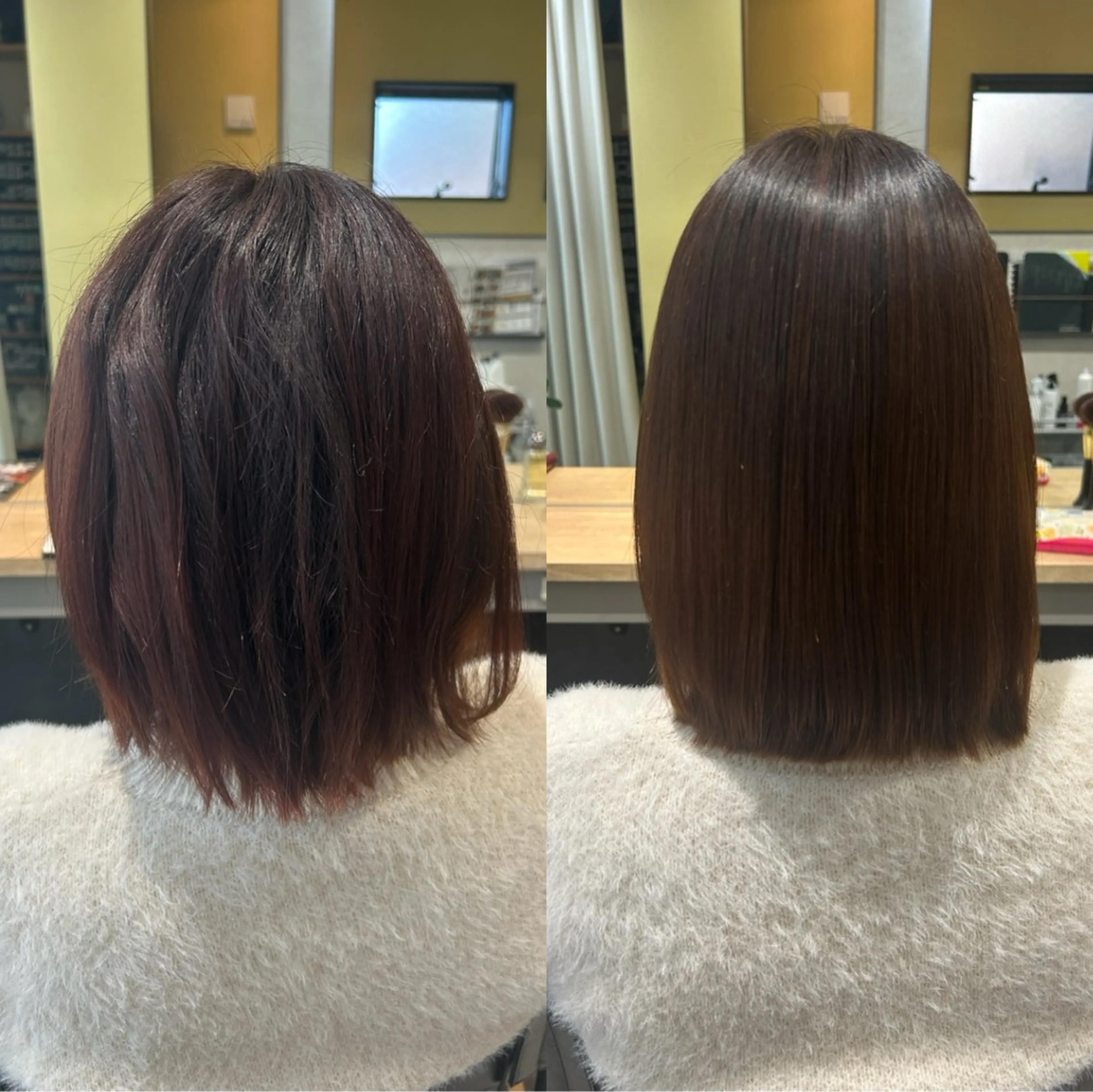 ミディアム パーマ 髪質改善 ストレートパーマ カット 縮毛矯正 トリートメント hubhair レイヤー/透明感のヘアスタイル