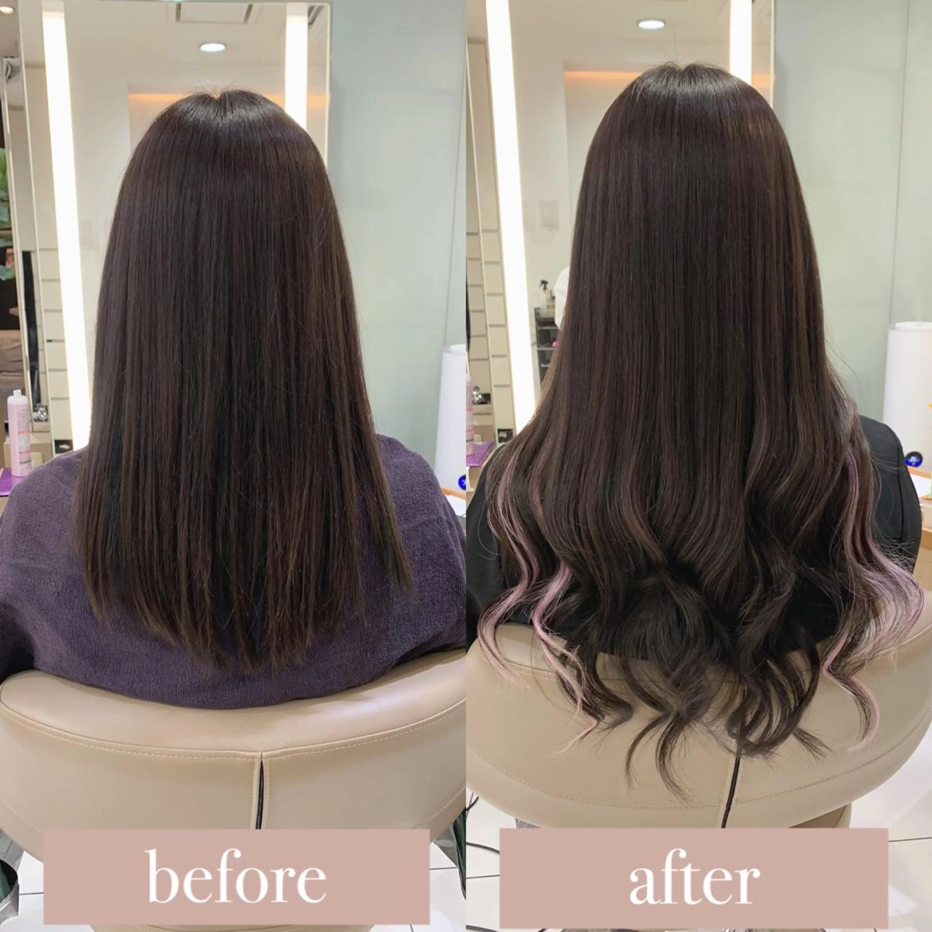 セミロング カラー シールエクステ ピンクカラー エクステ エクステ　ユノキ リョウタのヘアスタイル