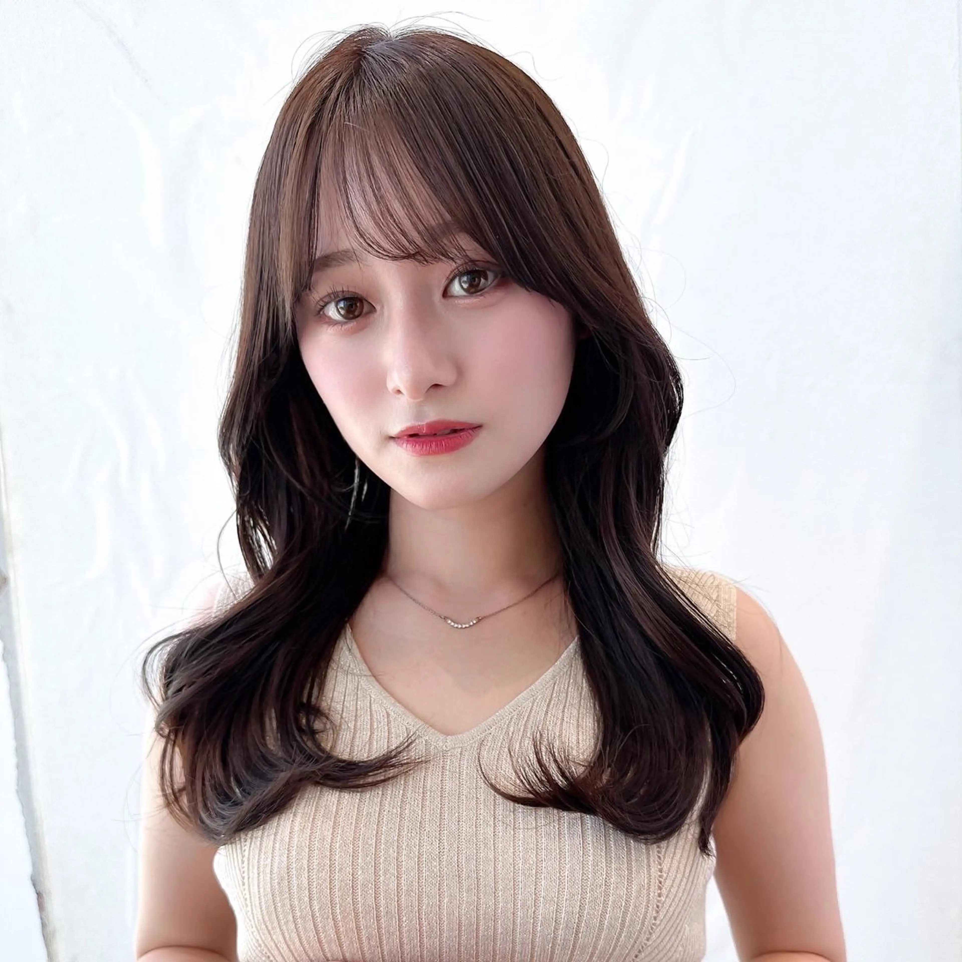 セミロング カラー ベージュカラー ブラウンカラー ブラウンベージュ くびれヘア 顔周りカット カット ヘアカラー トリートメント 顔周り/くびれヘア 韓国ヘア💕風間るなのヘアスタイル