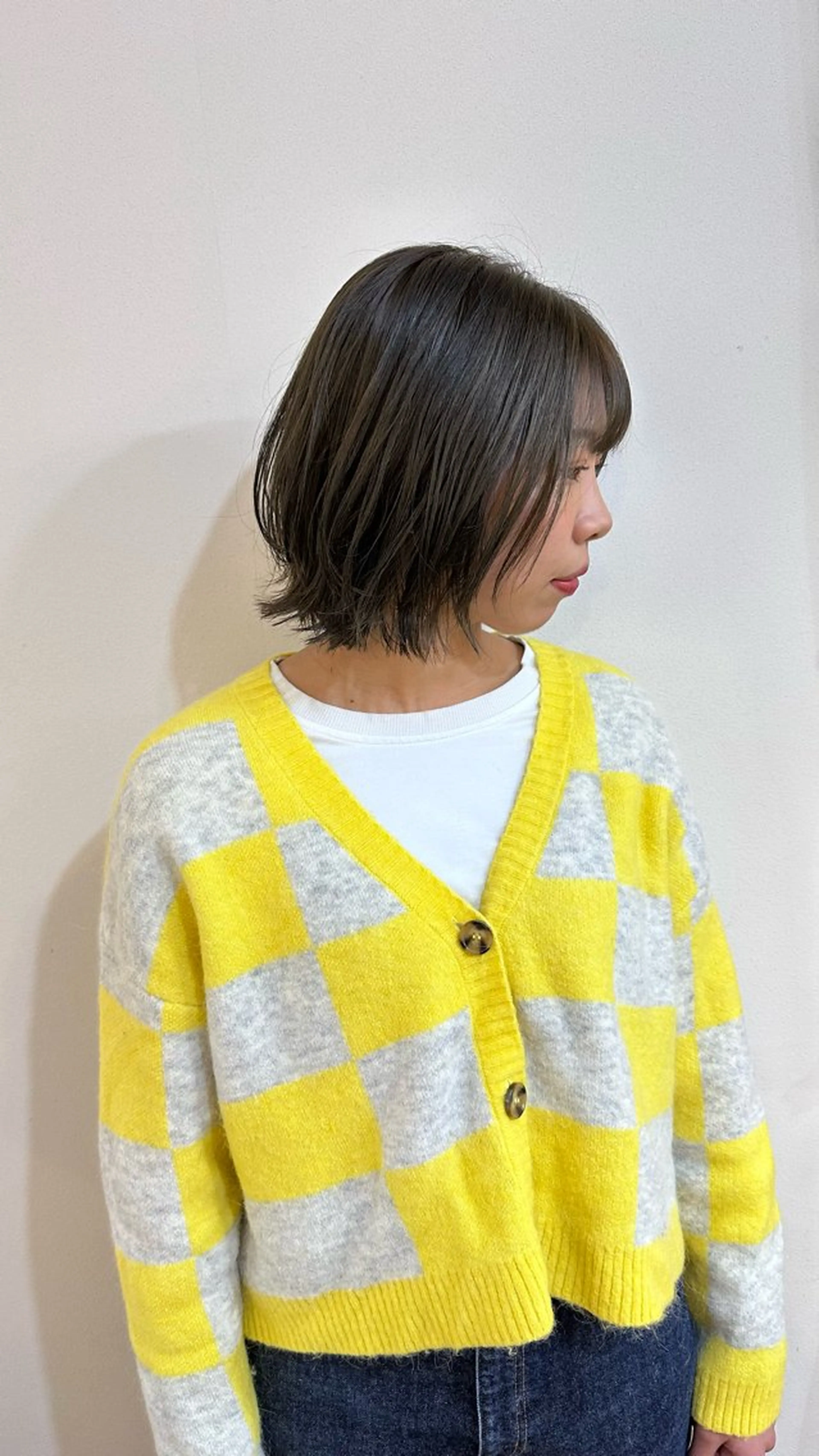ミディアム カラー ブリーチ 透明感カラー ブリーチなしカラー ボブ 縮毛矯正 竹内啓太 ボブのヘアスタイル