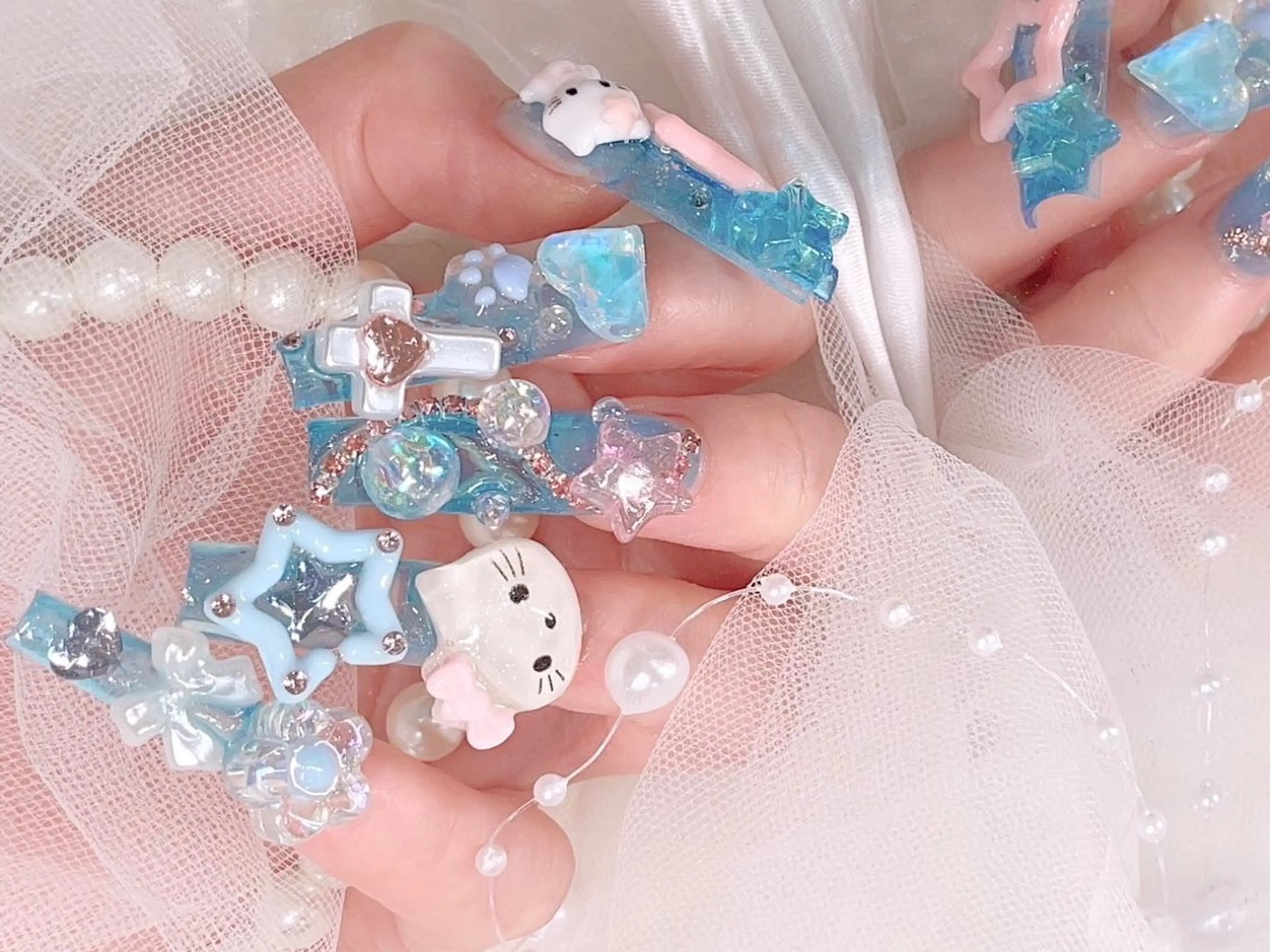 ネイル ロングネイル ハンドネイル ゆりか ジョアアンジェ福島のネイルデザイン