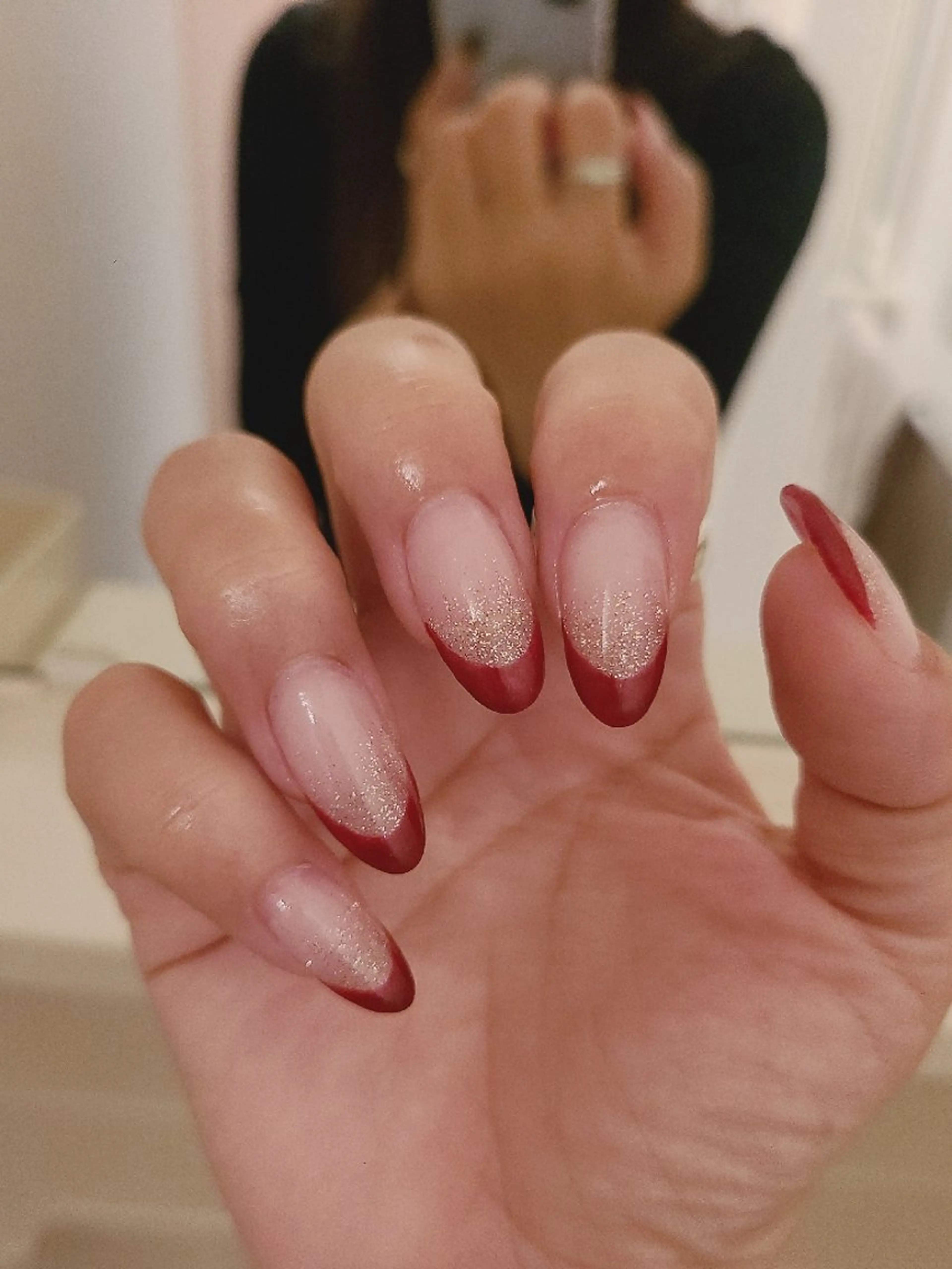 ネイル ボルドー フラッシュネイル フレンチネイル ジェルネイル グラデーション Nailroom3  古屋明美のネイルデザイン