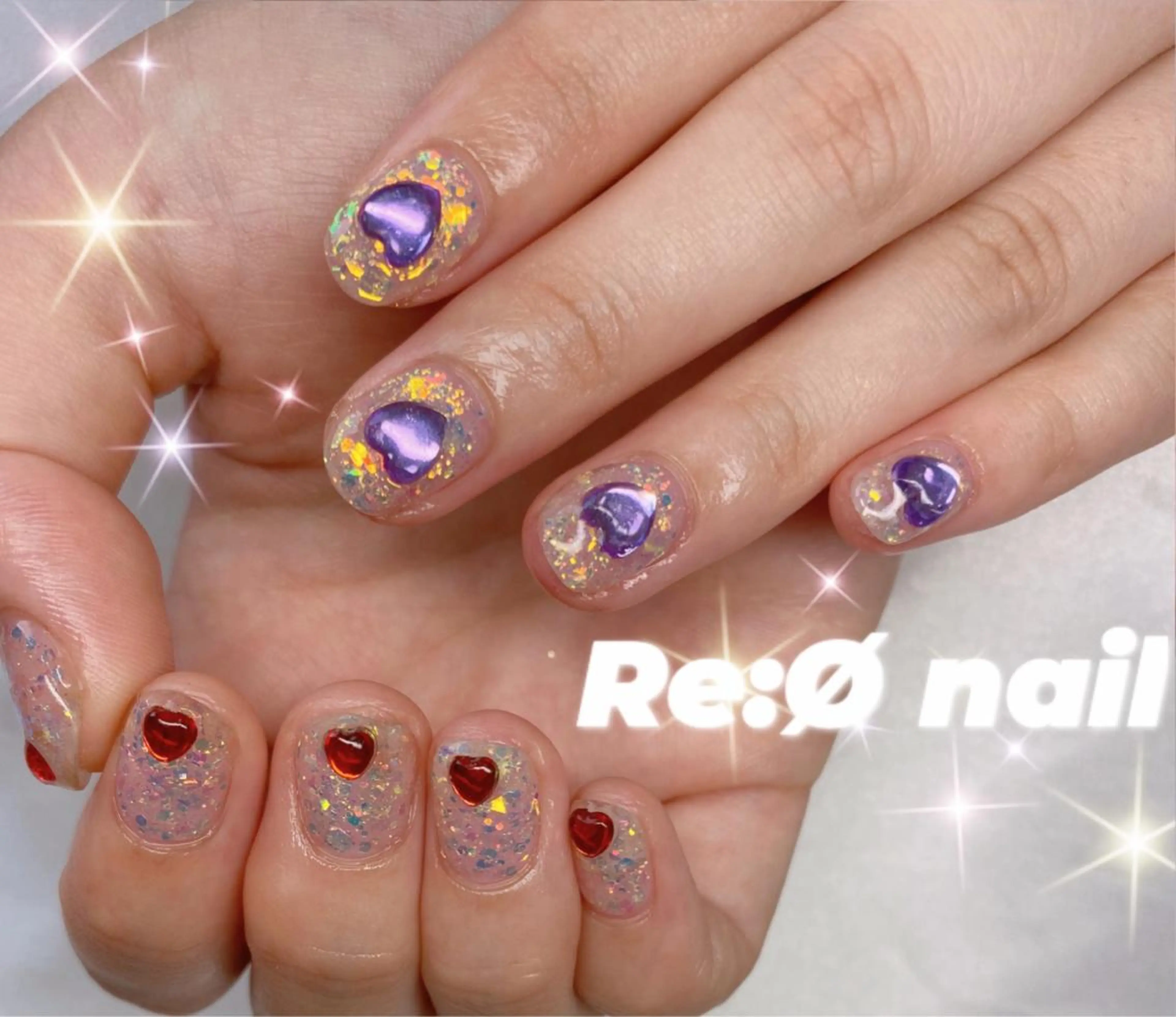 ネイル ラメ(グリッター) ストーンネイル ハンドネイル Re:Ø nail 🩵TSUJIのネイルデザイン