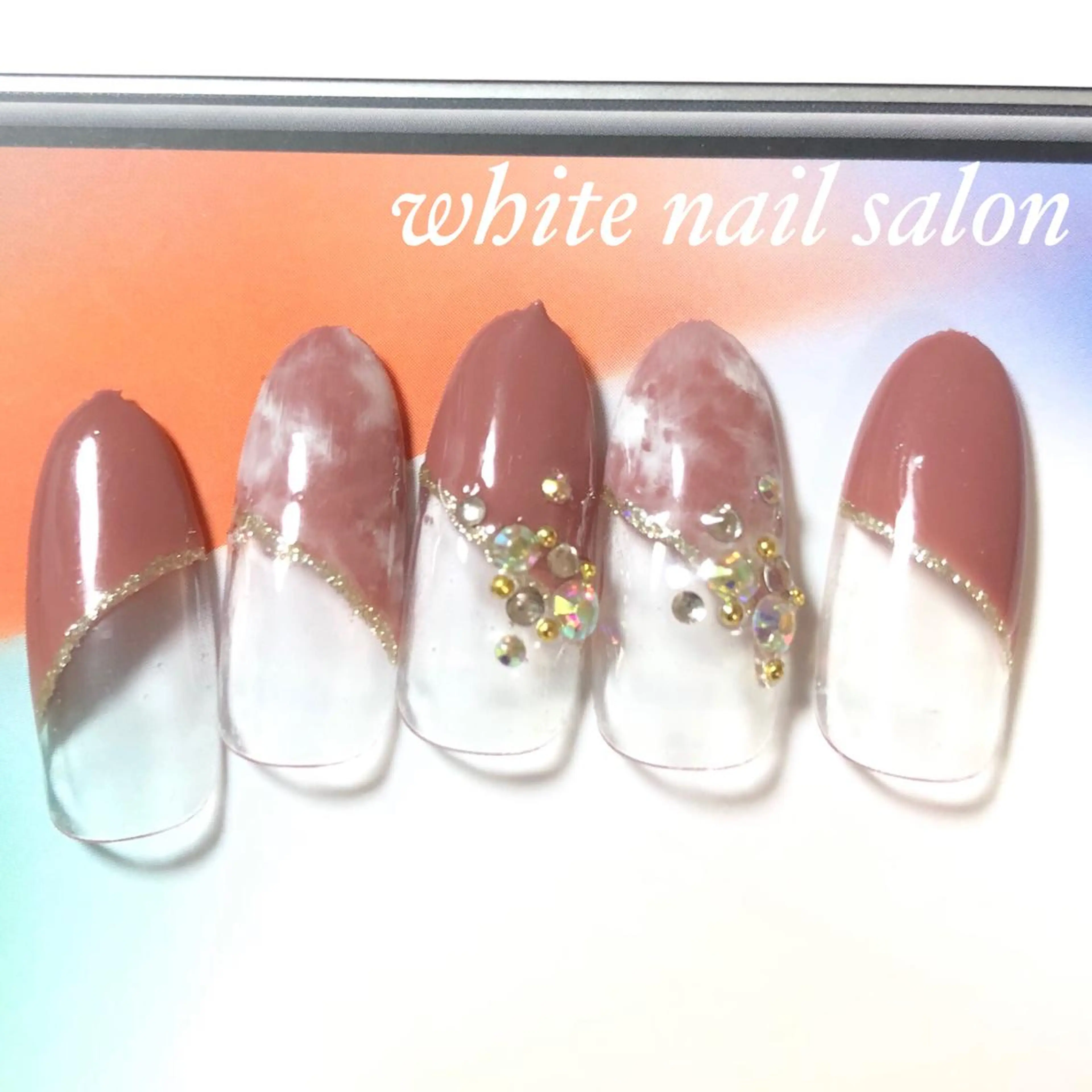 ネイル アートネイル フレンチネイル ジェルネイル 斜めフレンチ オフィスネイル ハンドネイル white nail salonのネイルデザイン