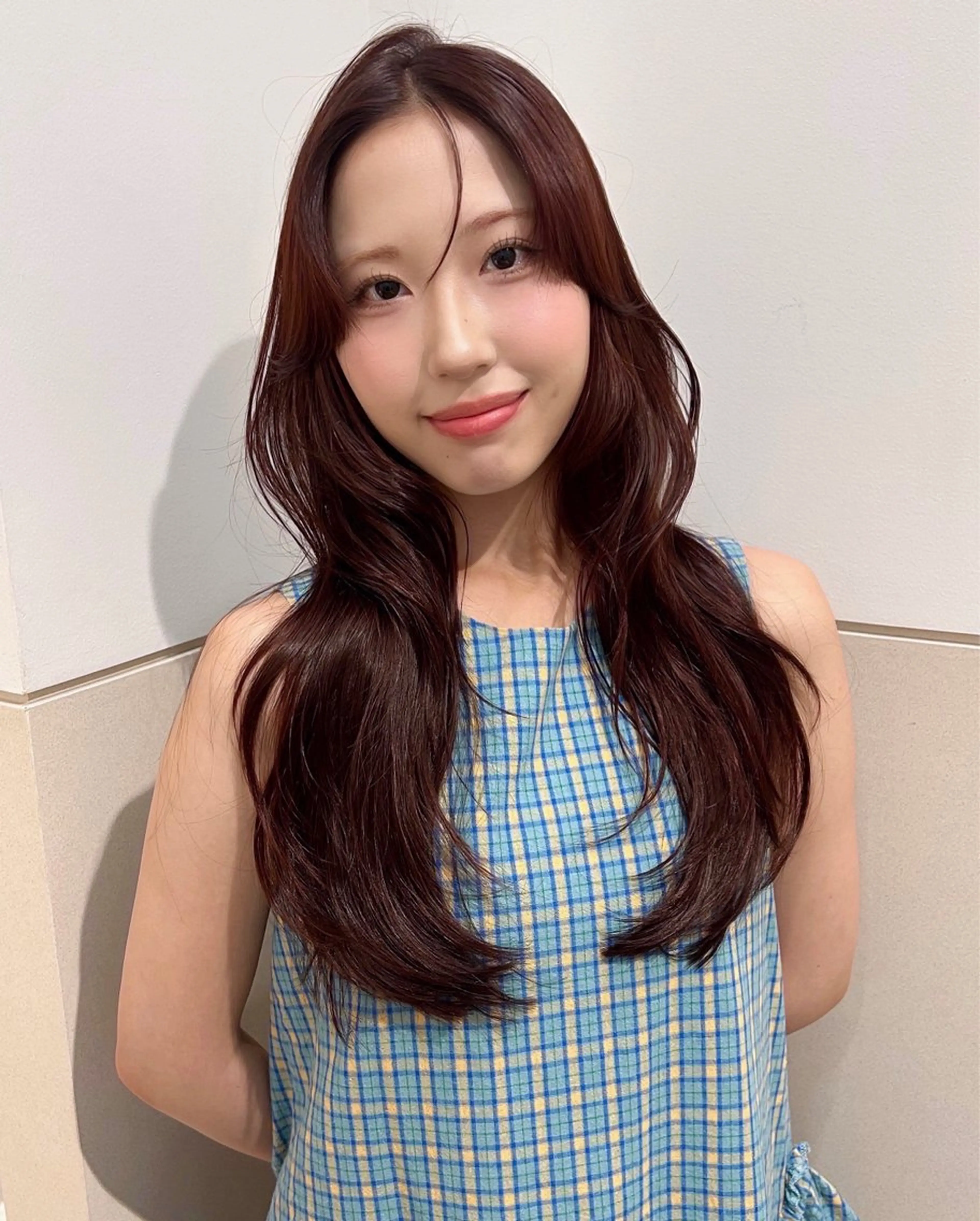 ロング カラー ロングレイヤー ブラウンカラー レッドカラー レッドブラウン レイヤーカット カット ヘアカラー トリートメント fujimoto yuiのヘアスタイル