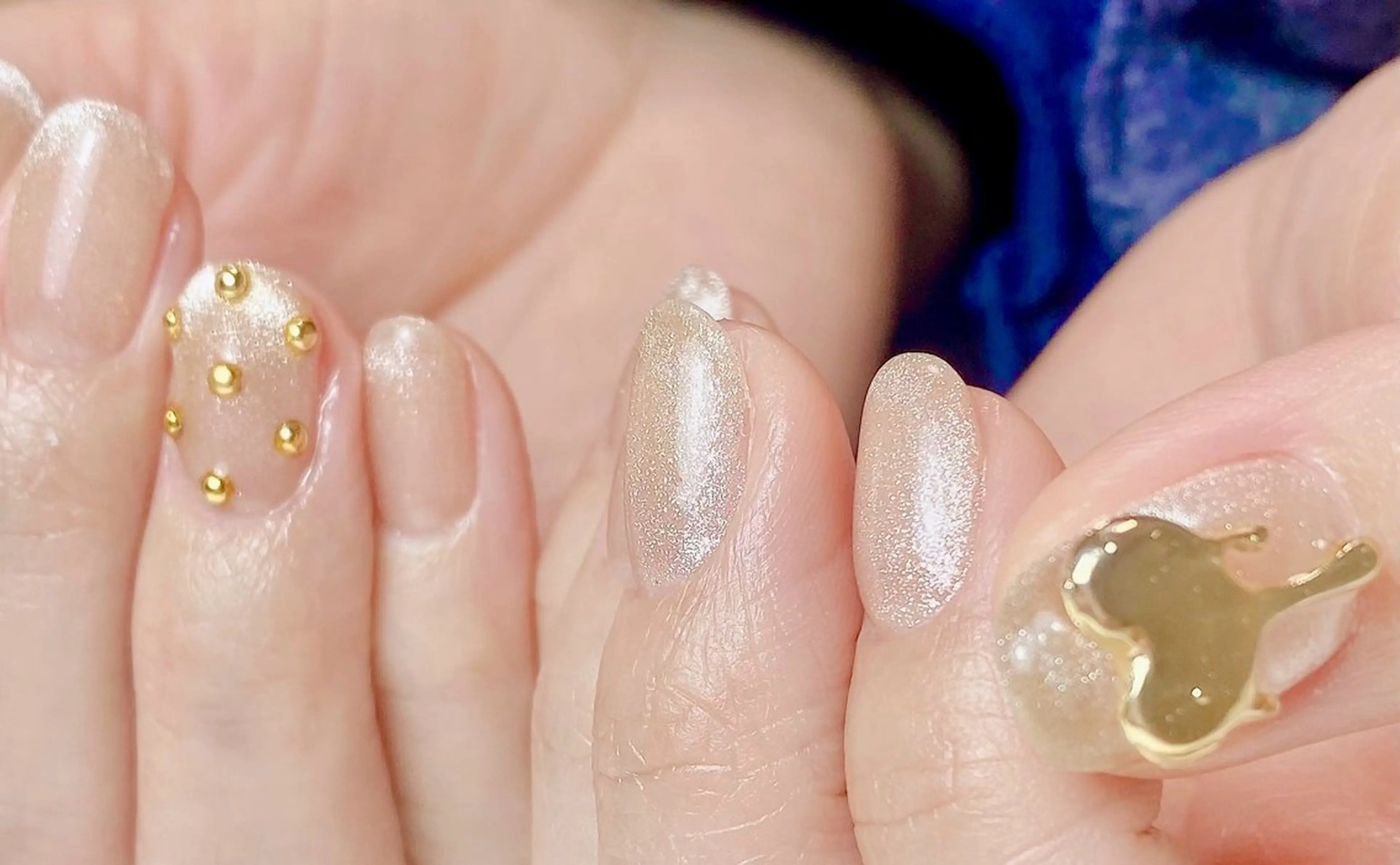ネイル ドット フレンチネイル ハート マグネットネイル マグネットフレンチ ハンドネイル Nail Salon K 🧸美爪育成のネイルデザイン