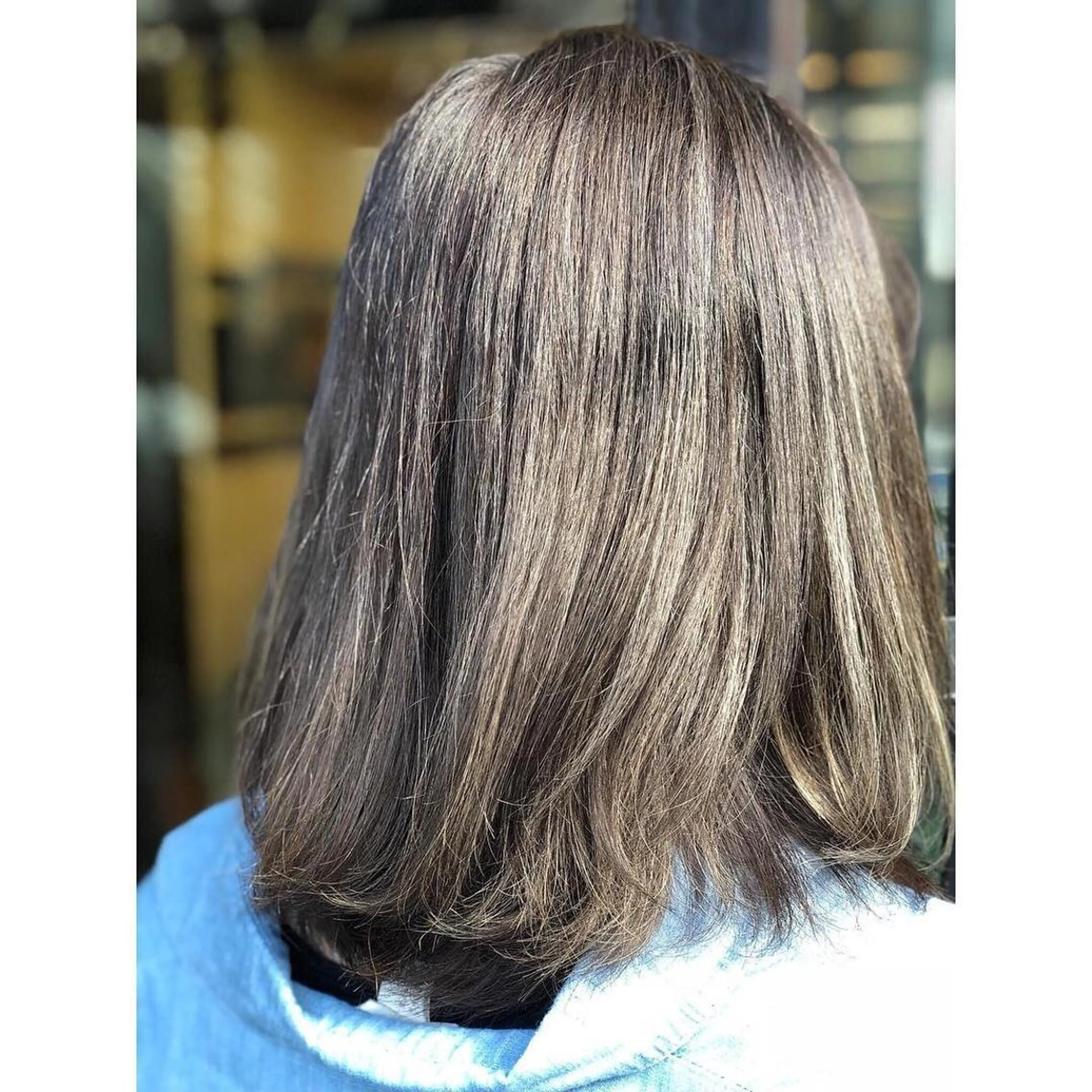 ミディアム カラー グレージュ ハイライトカラー ハイライト パーソナルカラー診断 できます　木曽　主博のヘアスタイル