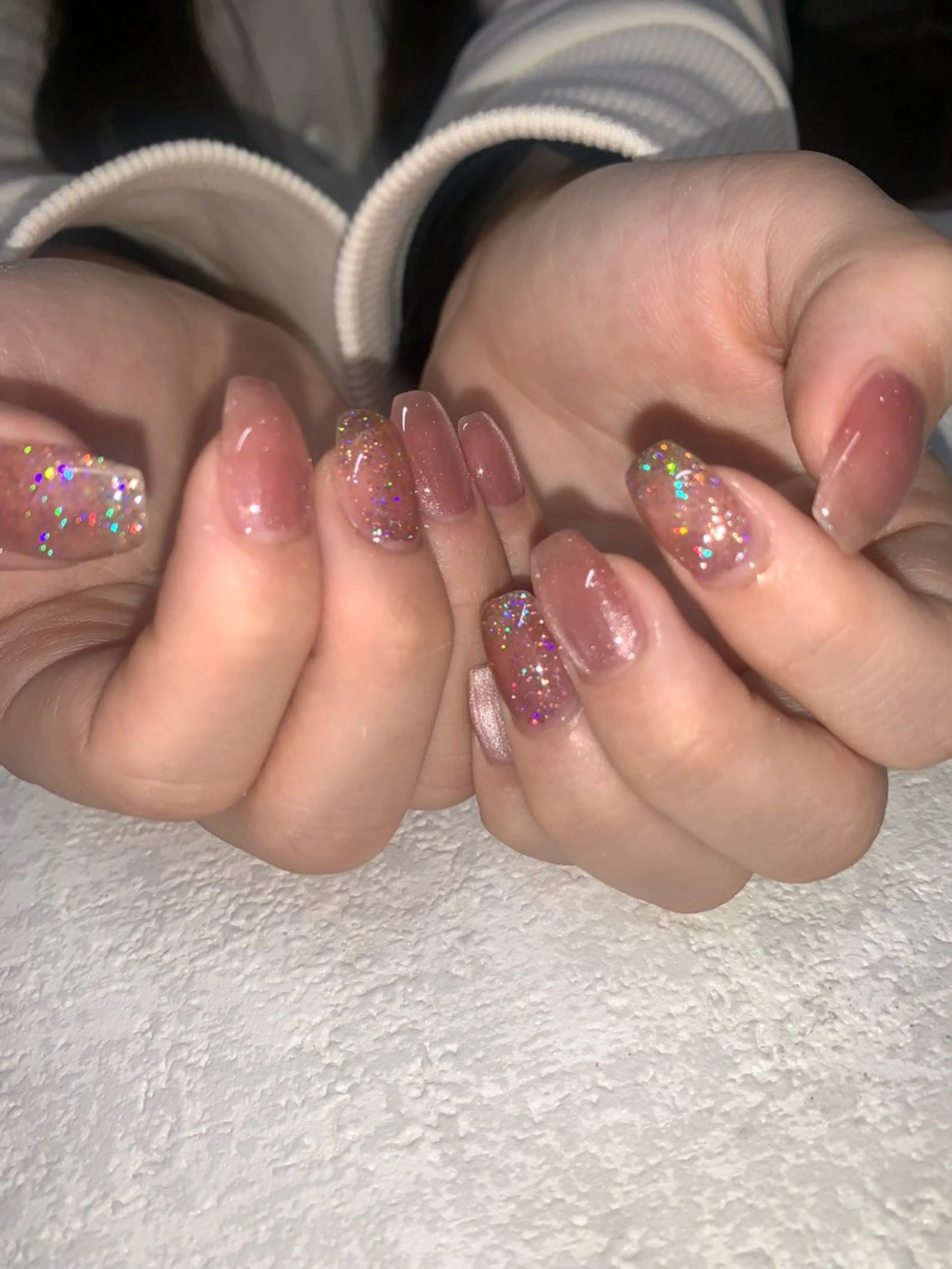 ネイル フラッシュネイル ジェルネイル キラキラネイル マグネットネイル パラジェル ハンドネイル to:que(トーク)所属・本町🤍パラジェル 自爪育成✨🤍のネイルデザイン