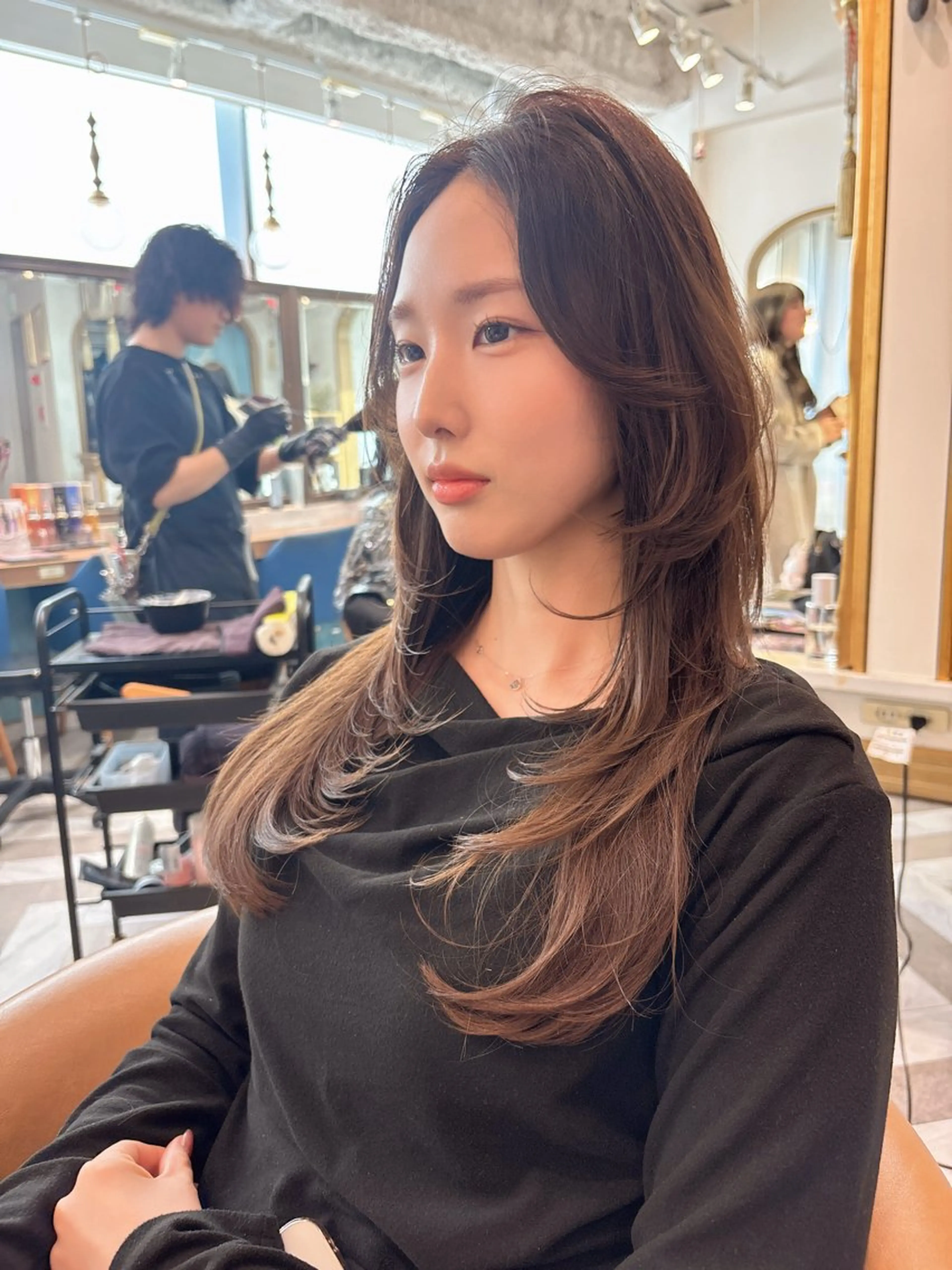 ロング カット ヘアカラー トリートメント ❤︎韓国レイヤー/透 明感カラー/目黒のヘアスタイル