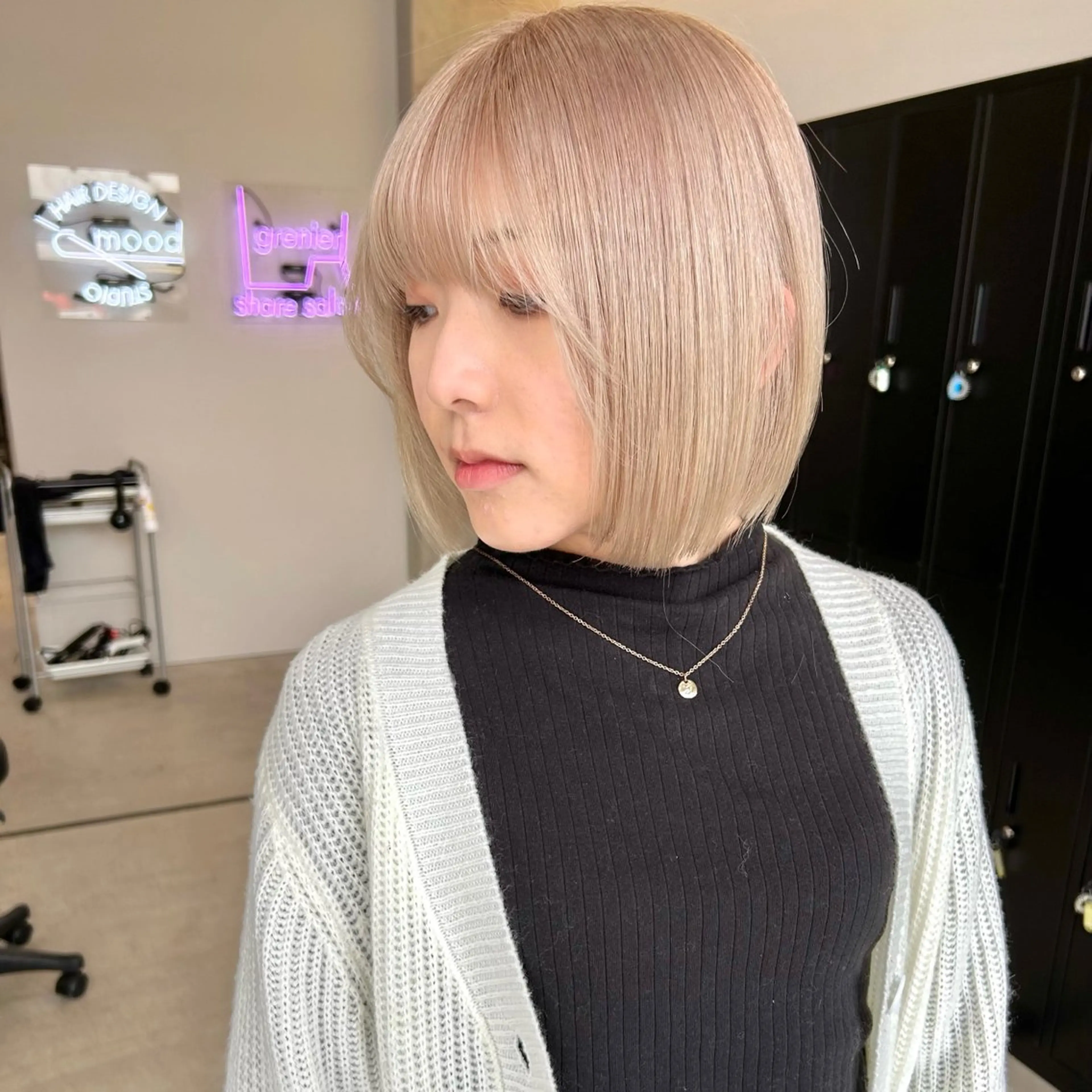 ミディアム カラー ヘアカラー トリートメント mood tatemachiのヘアスタイル