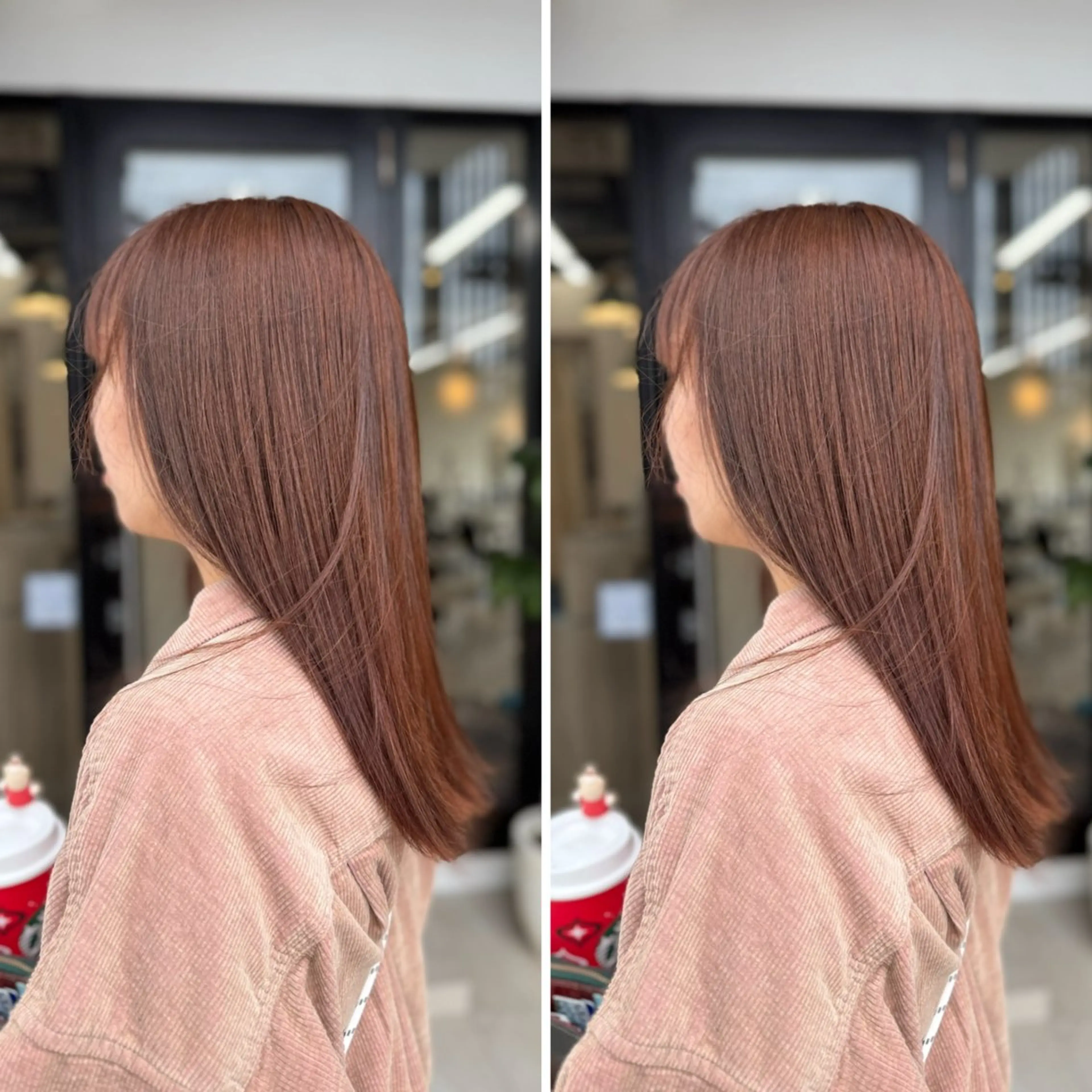セミロング カラー ブラウンカラー オレンジ ヘアカラー 富原 そらのヘアスタイル