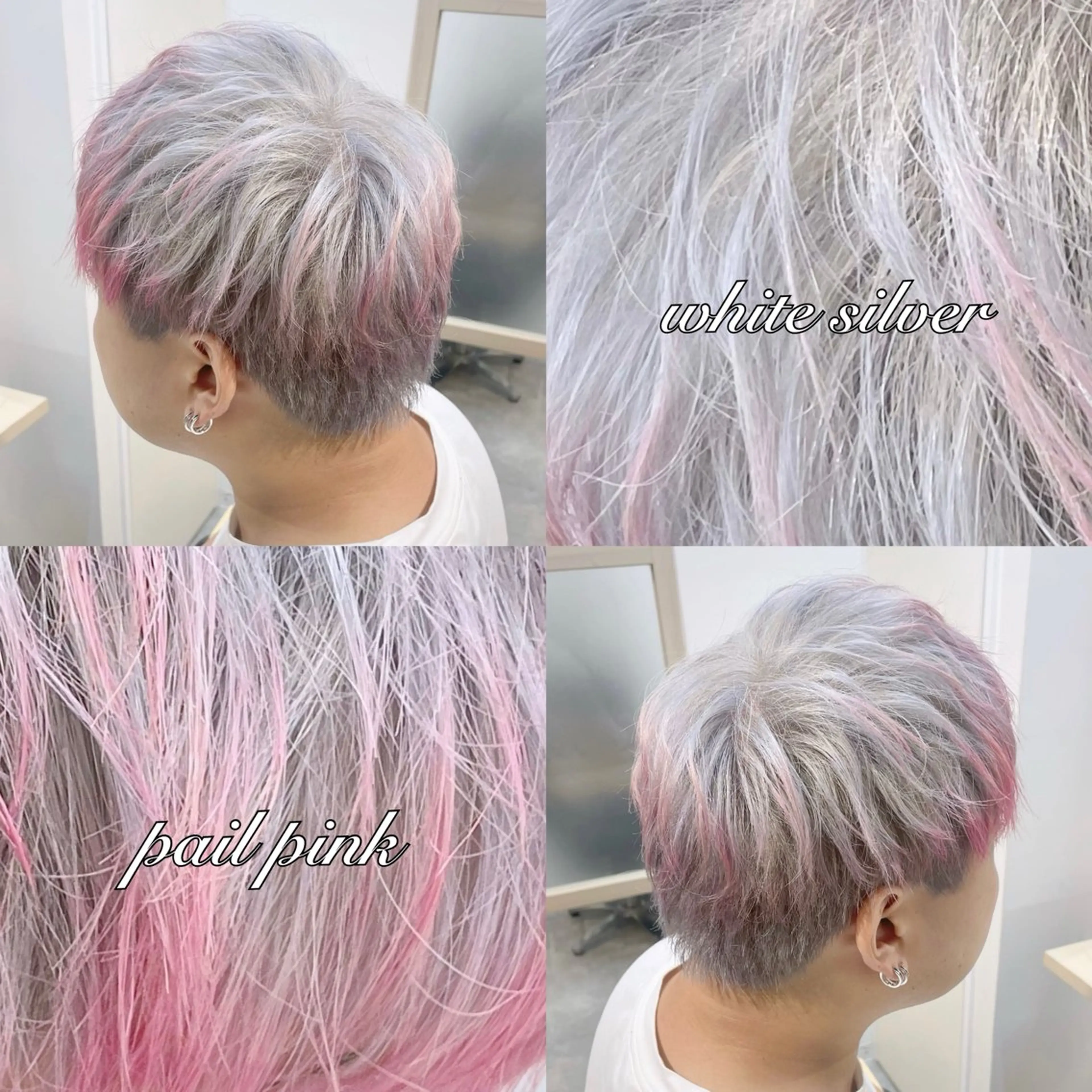 ミディアム カラー メンズ メンズハイトーン ハイトーンカラー ピンクカラー シルバー ホワイトシルバー カット ヘアカラー トリートメント EMANON新宿南口所属・🦄中性ウルフ ☁️Shiori🦄のヘアスタイル