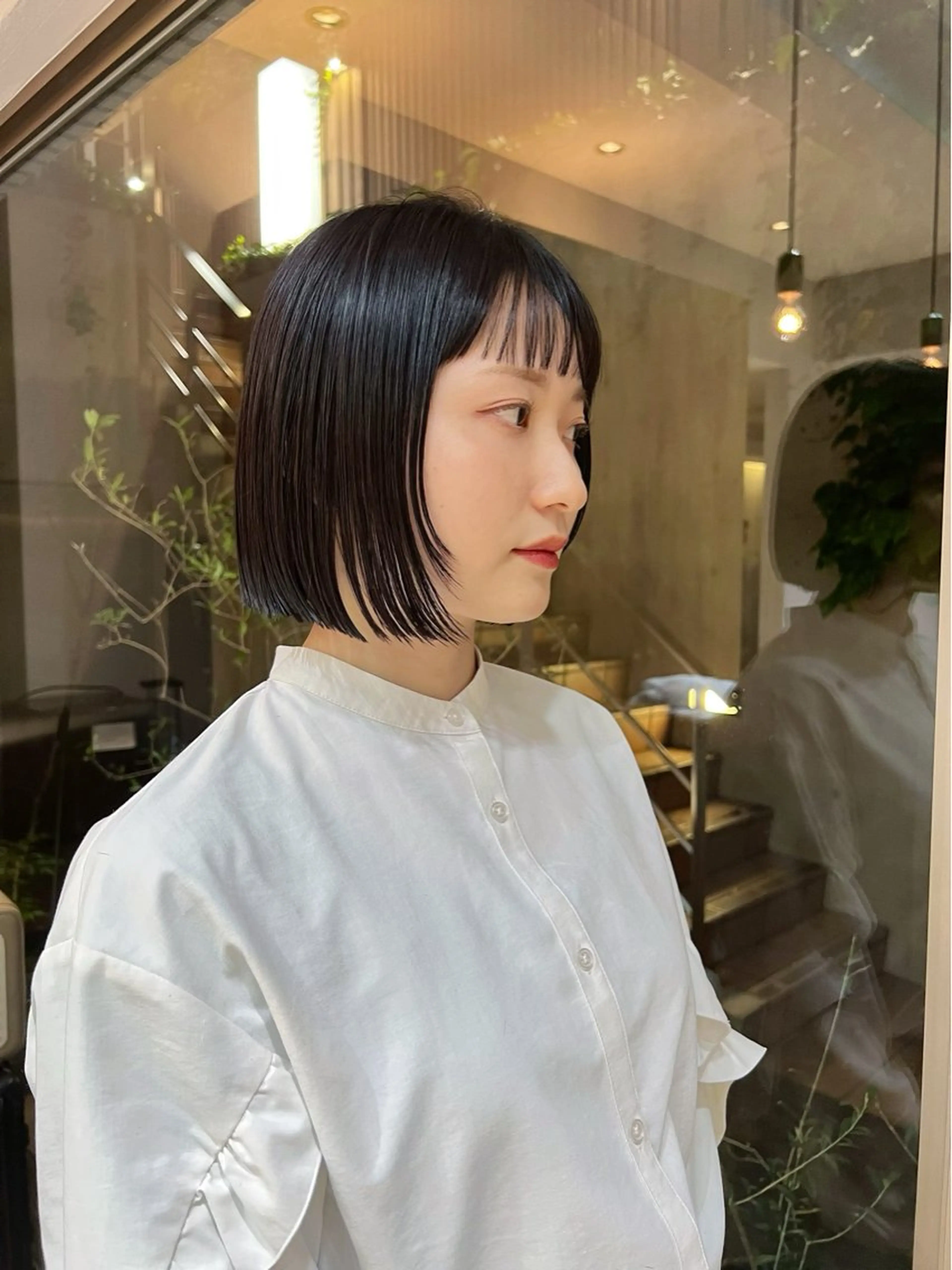 ショート 切りっぱなしボブ ボブレイヤー ボブ 顔まわりレイヤー レイヤーカット カット 🌱ぱつっと/ボブ 🌱のヘアスタイル