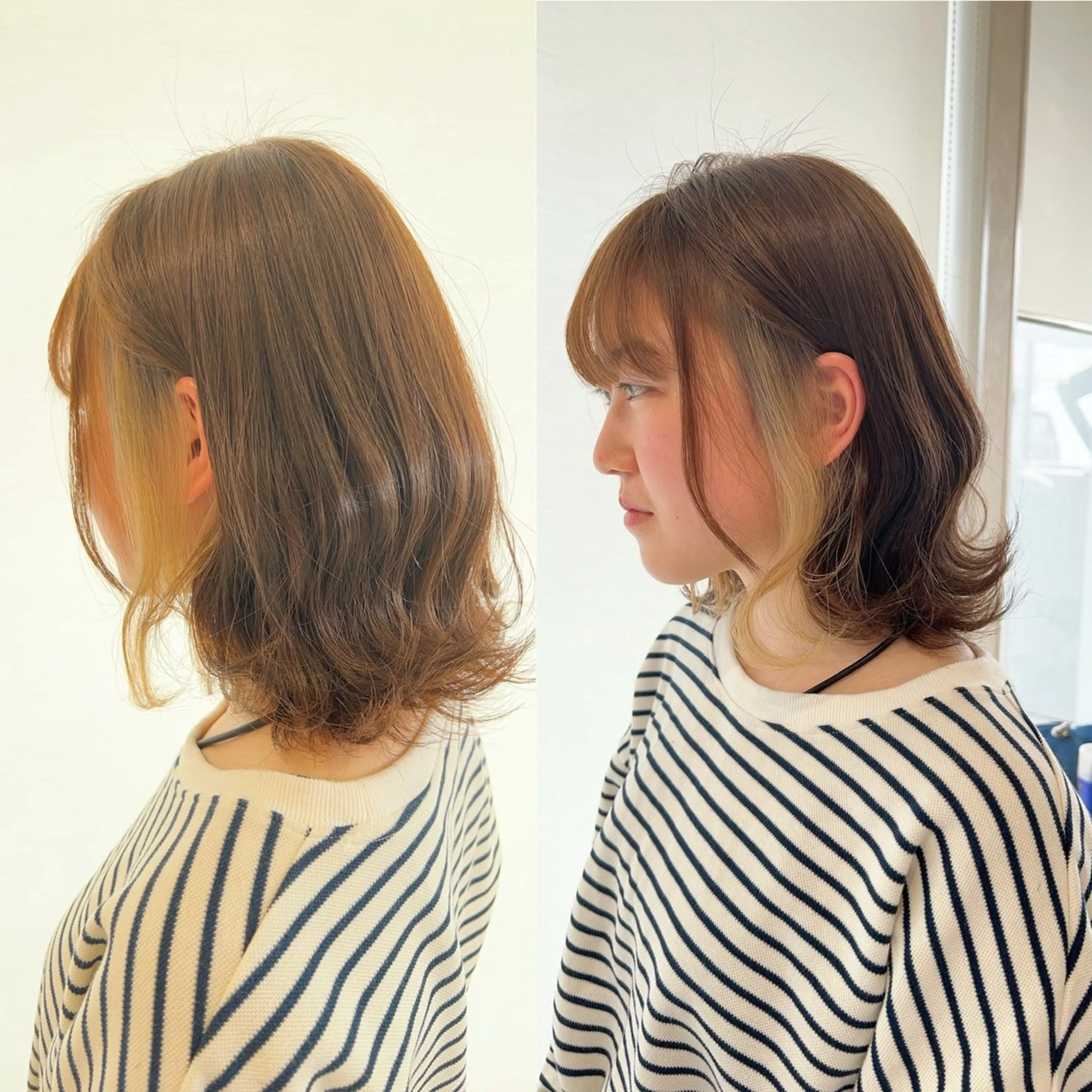 ミディアム カラー ベージュカラー インナーカラー Aile所属・酸性ストレート／カラ ー/山下高明のヘアスタイル