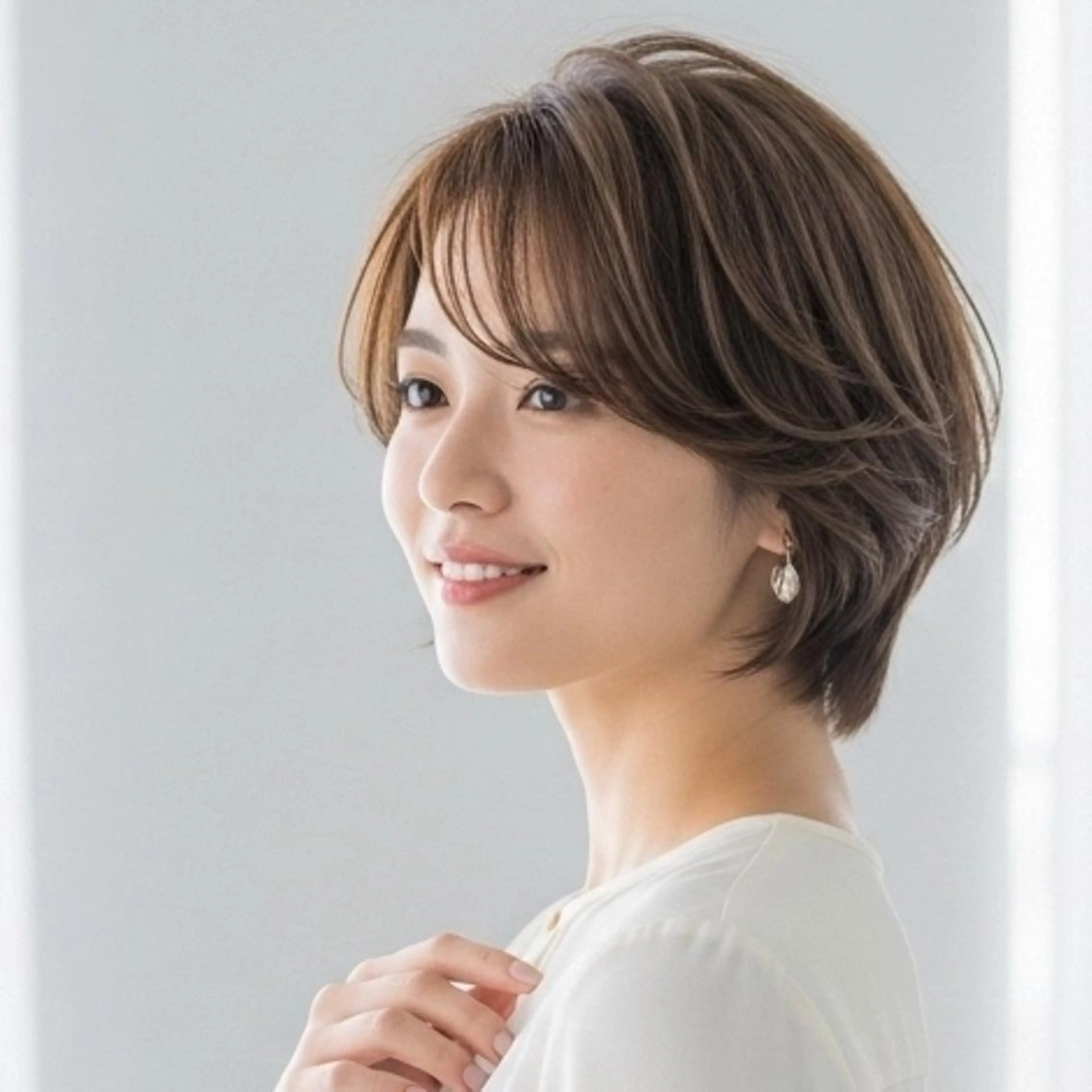 ショート カラー ショートボブ ブラウンカラー ナチュラルブラウン ボブ ショートヘア カット ヘアカラー トリートメント Halo/長居美容室 ショート/ROKIのヘアスタイル