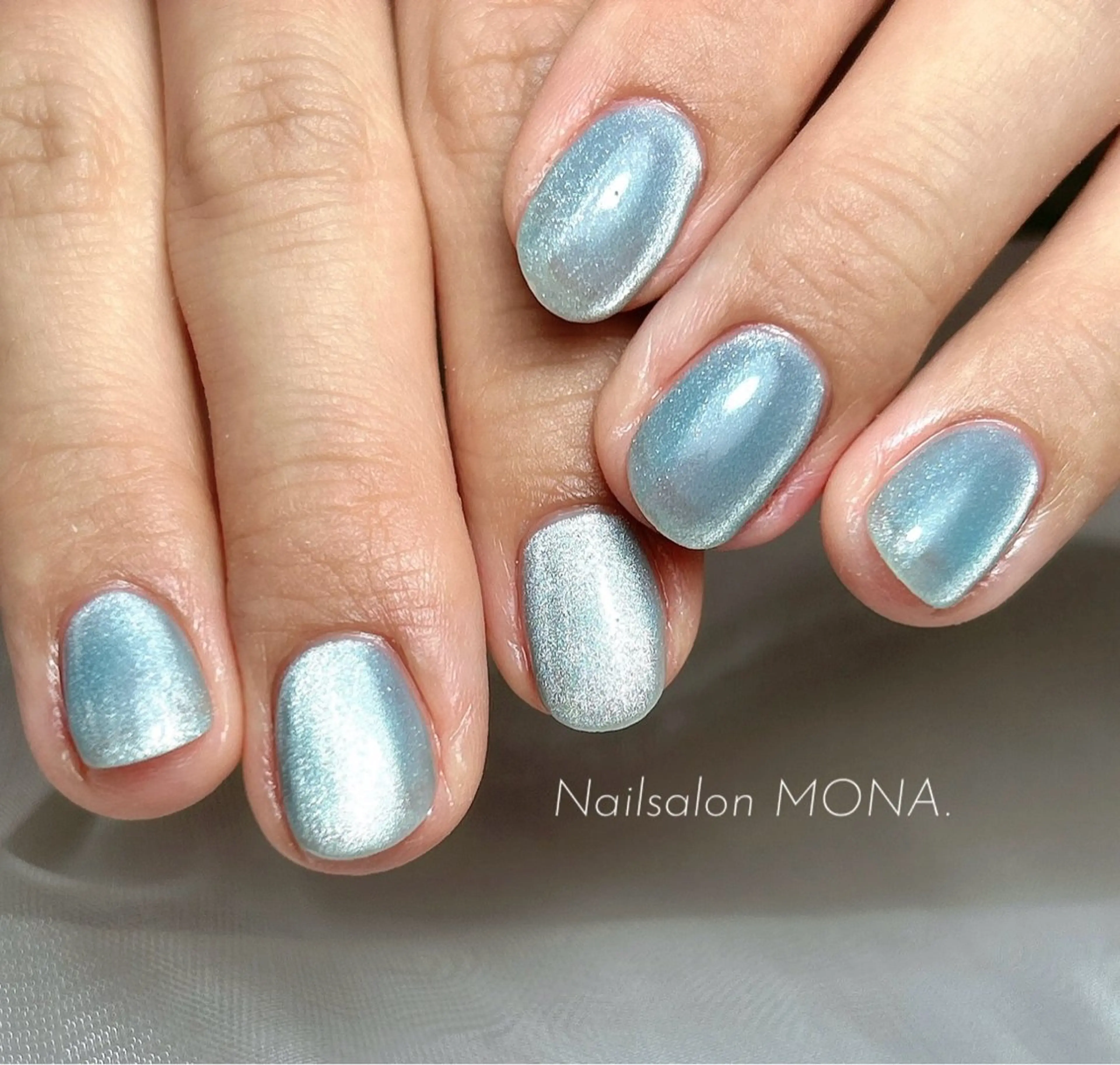 ネイル 水色 マグネットネイル ワンカラーネイル ハンドネイル Nailsalon MONA.のネイルデザイン