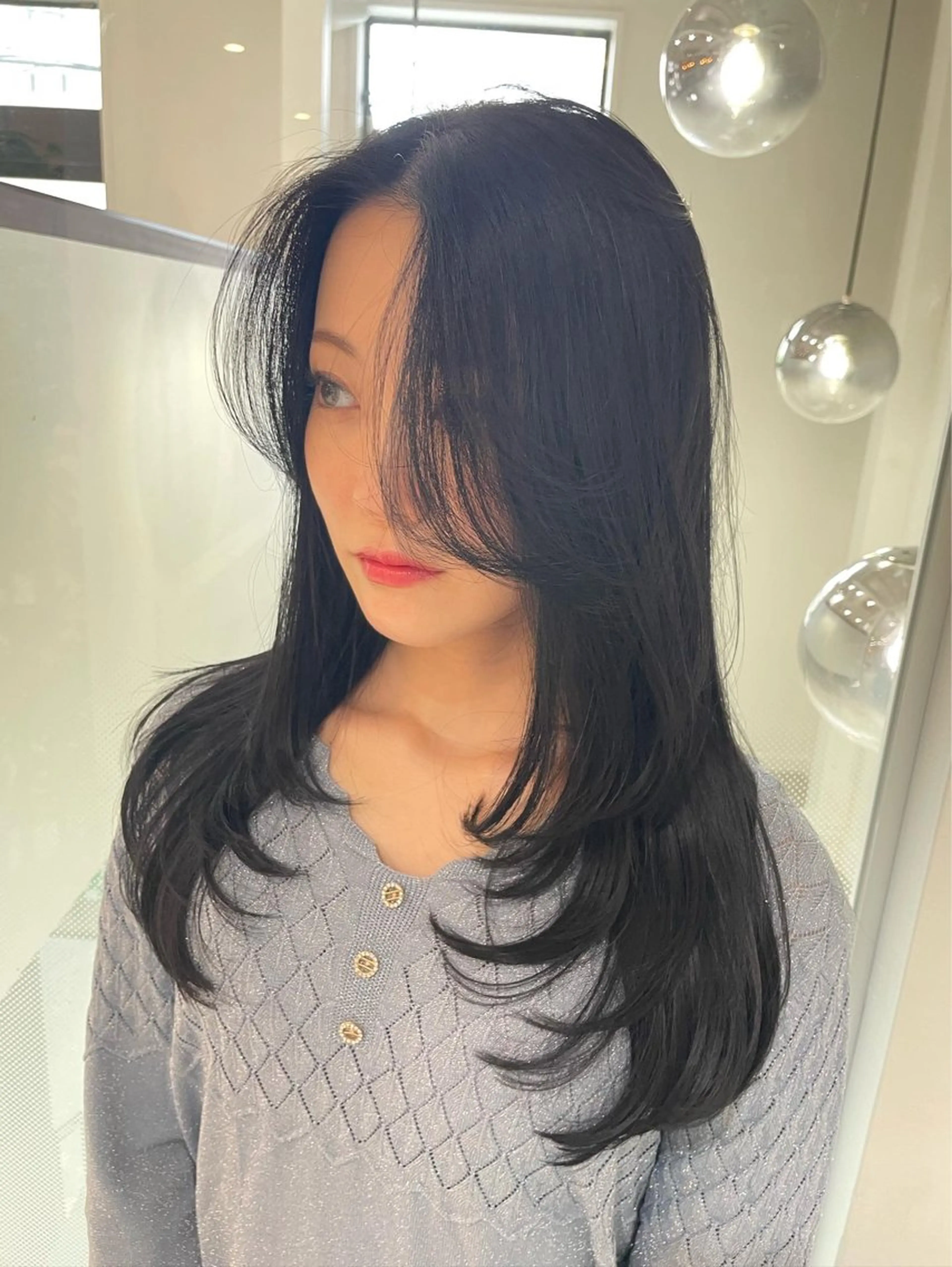 セミロング 顔まわりレイヤー 顔周りカット レイヤーカット AUBEHAIRnoa熊谷店所属・中島紫乃  レイヤー 🇰🇷🌈のヘアスタイル