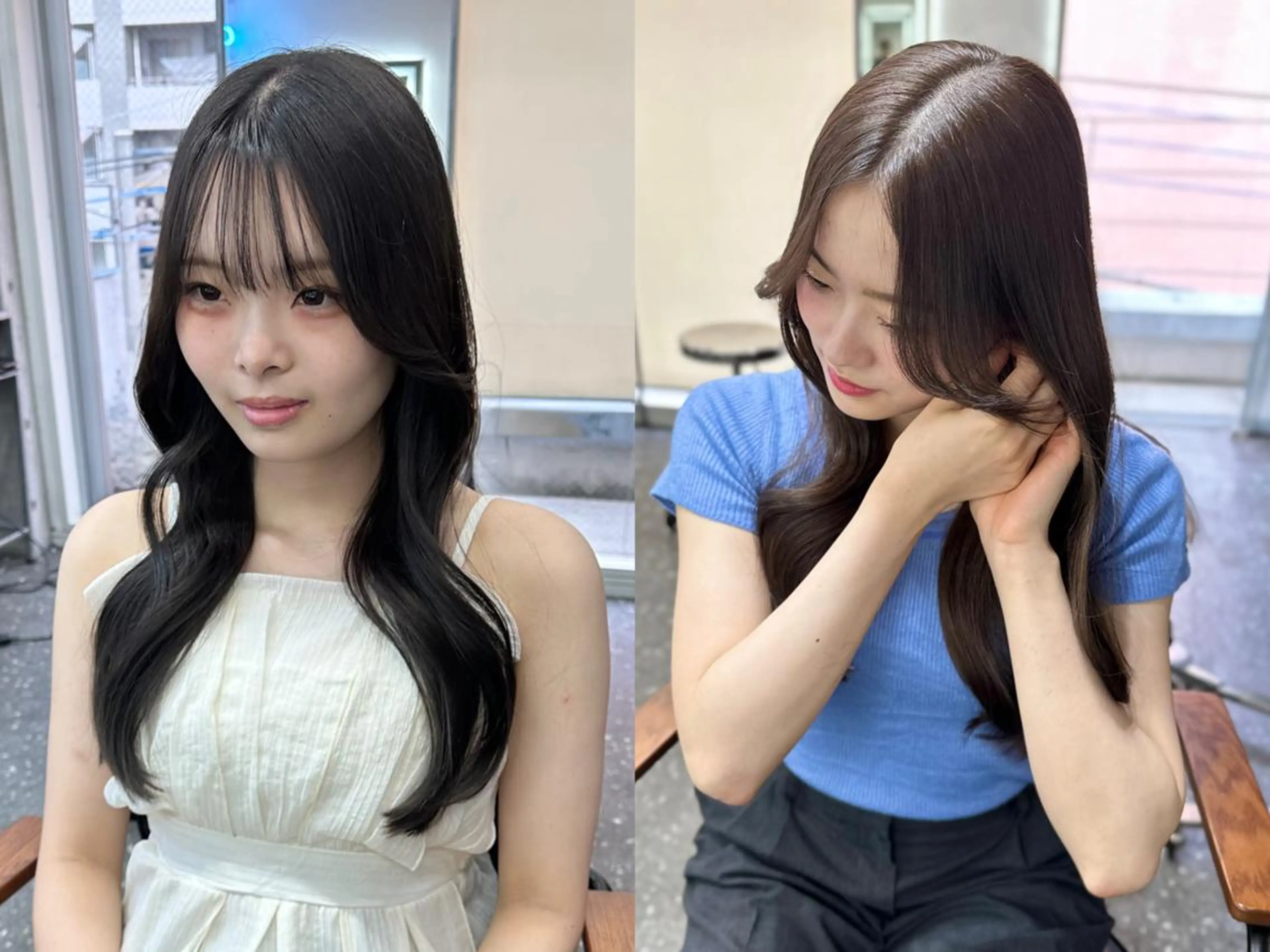 ロング カット ヘアカラー トリートメント 韓国風レイヤー🗝要 暗透カラー📓吉祥寺のヘアスタイル