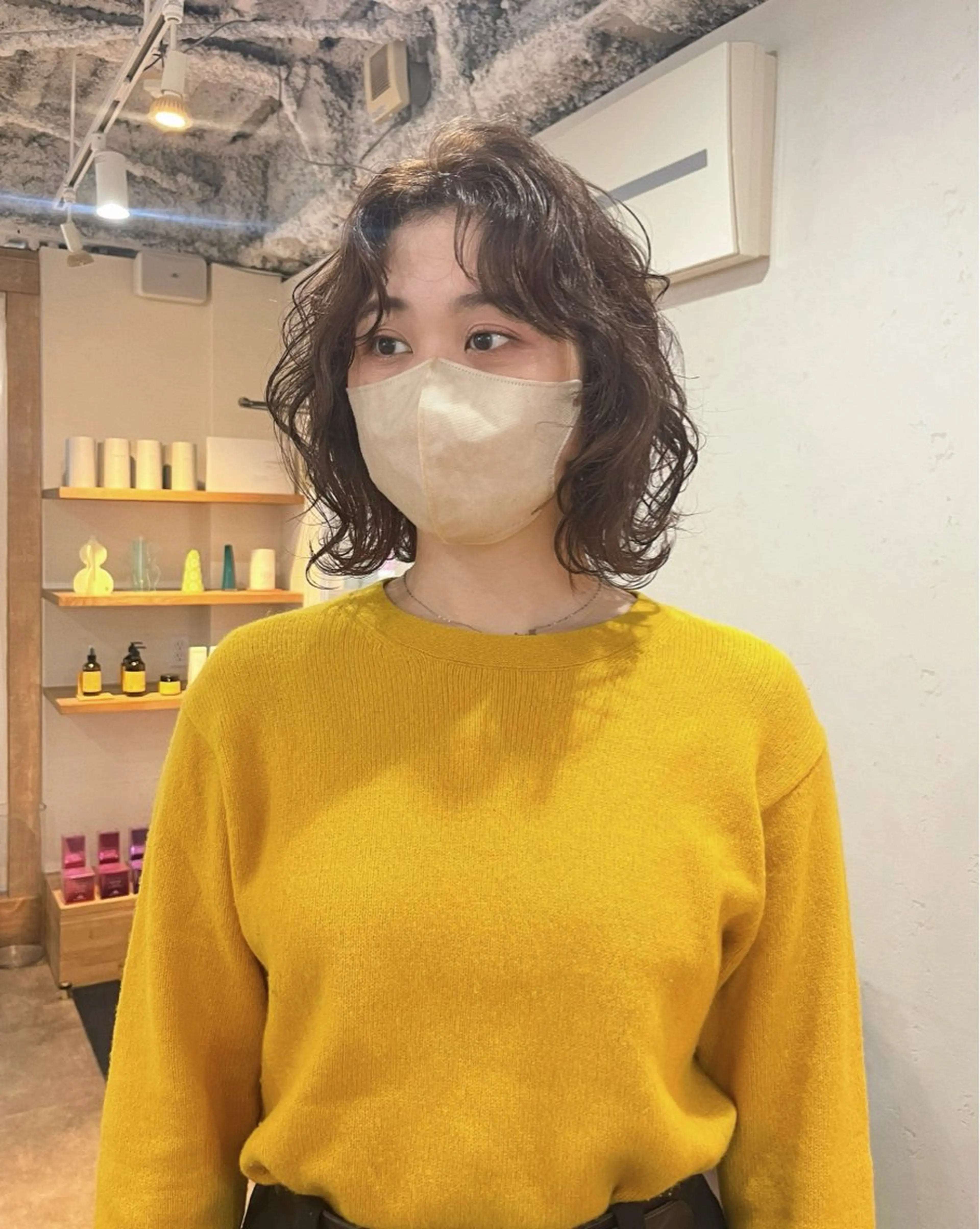 ミディアム ボブレイヤー ボブ レイヤーカット カット ヘアカラー トリートメント 義本 風佳のヘアスタイル