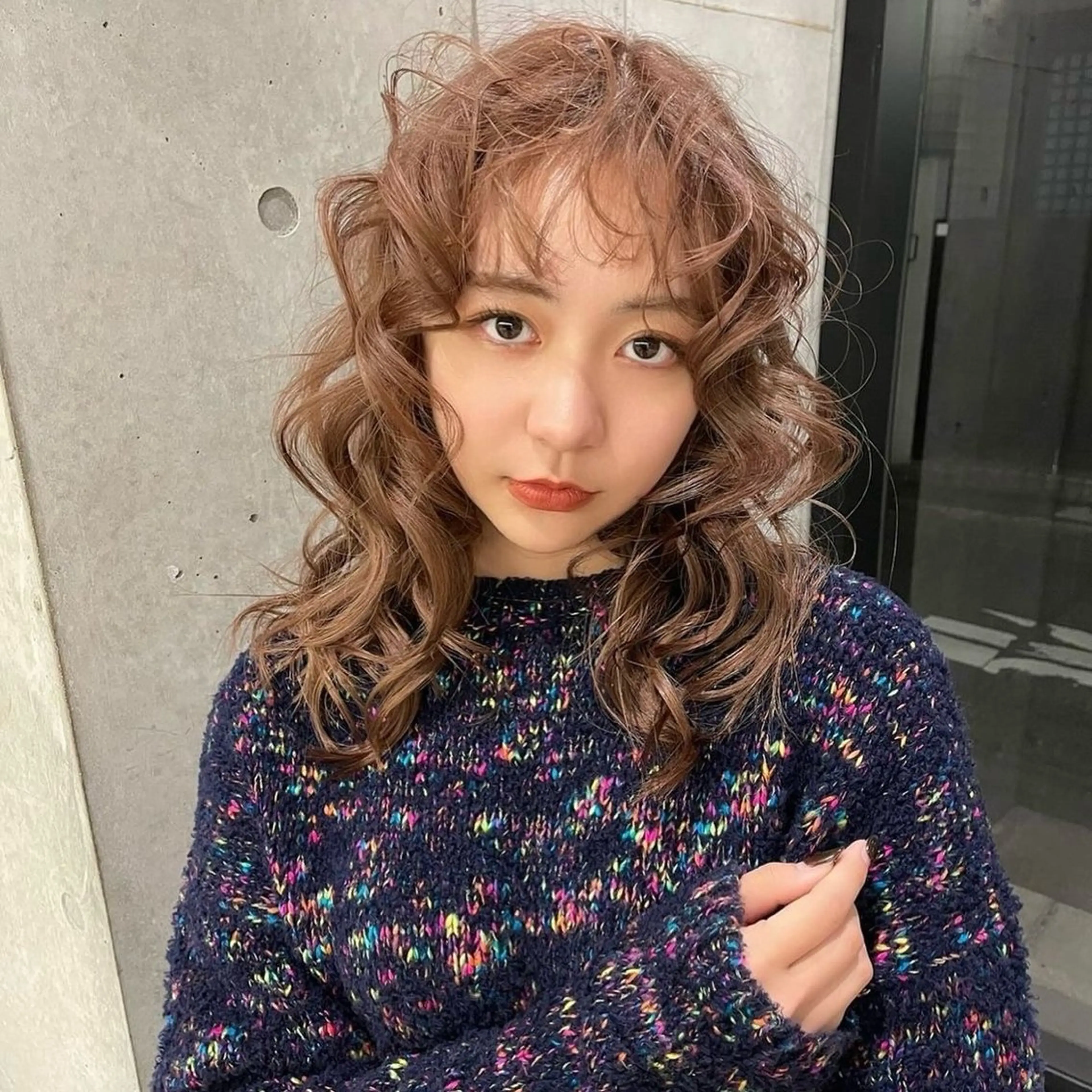 セミロング カラー ベージュカラー 顔まわりレイヤー 顔周りカット レイヤーカット カット ヘアカラー トリートメント Mizobe misakiのヘアスタイル