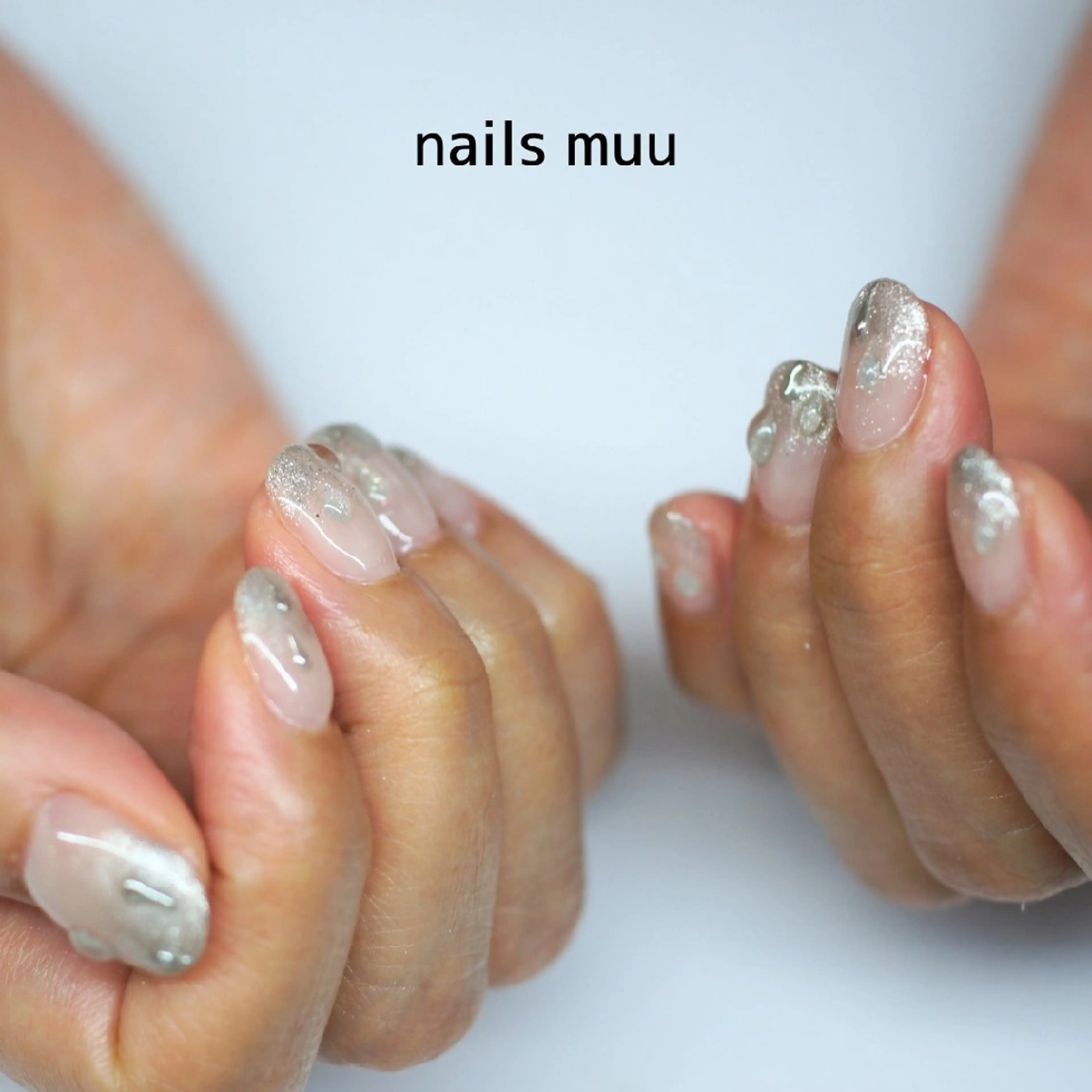 ネイル マグネットネイル 持ち込み シルバー シンプルネイル ハンドネイル nails muu まゆのネイルデザイン