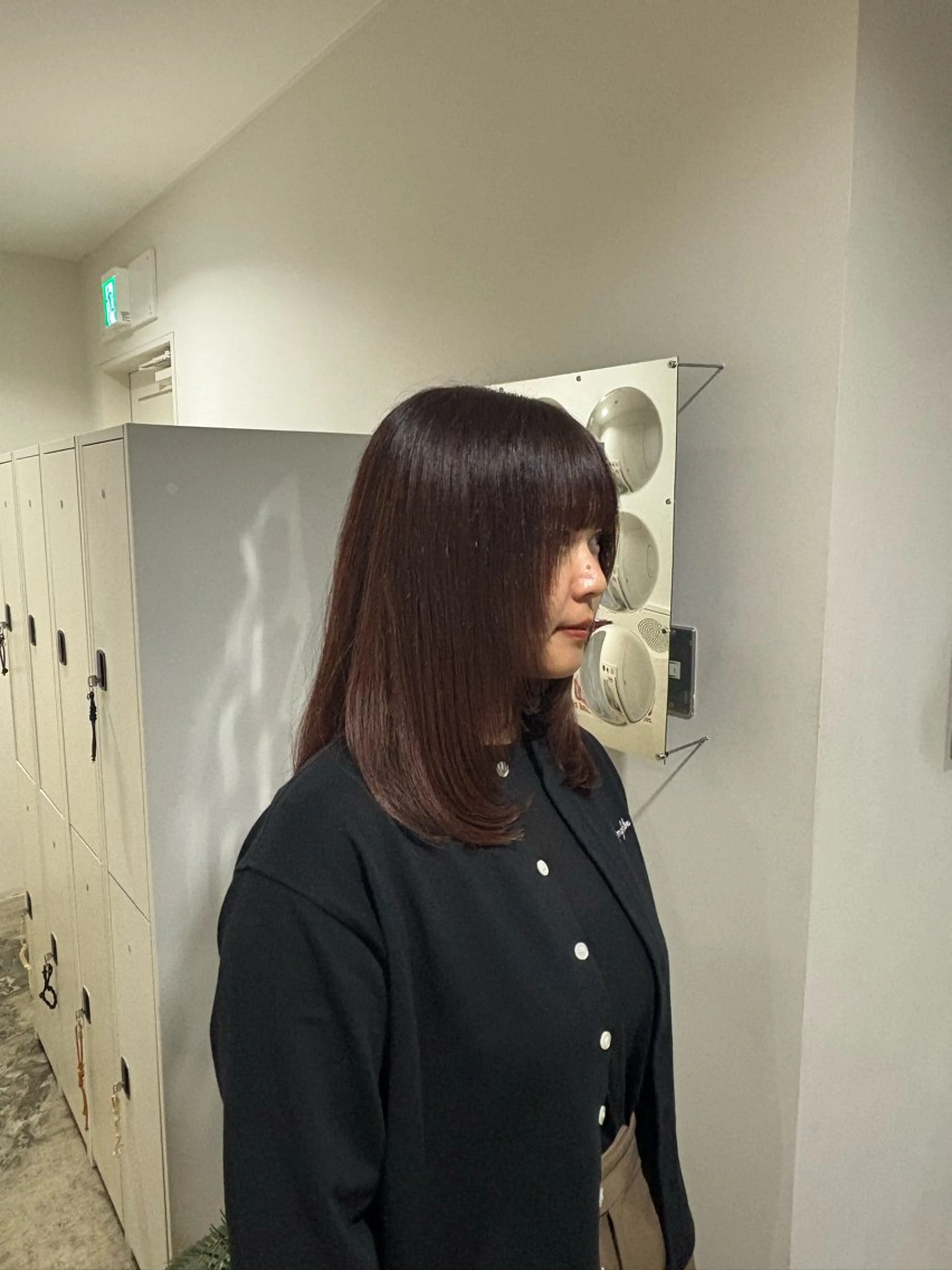 セミロング カラー ボルドーカラー オレンジ ルビー カット ヘアカラー トリートメント Jr.スタイリスト ヨシノヒメカのヘアスタイル