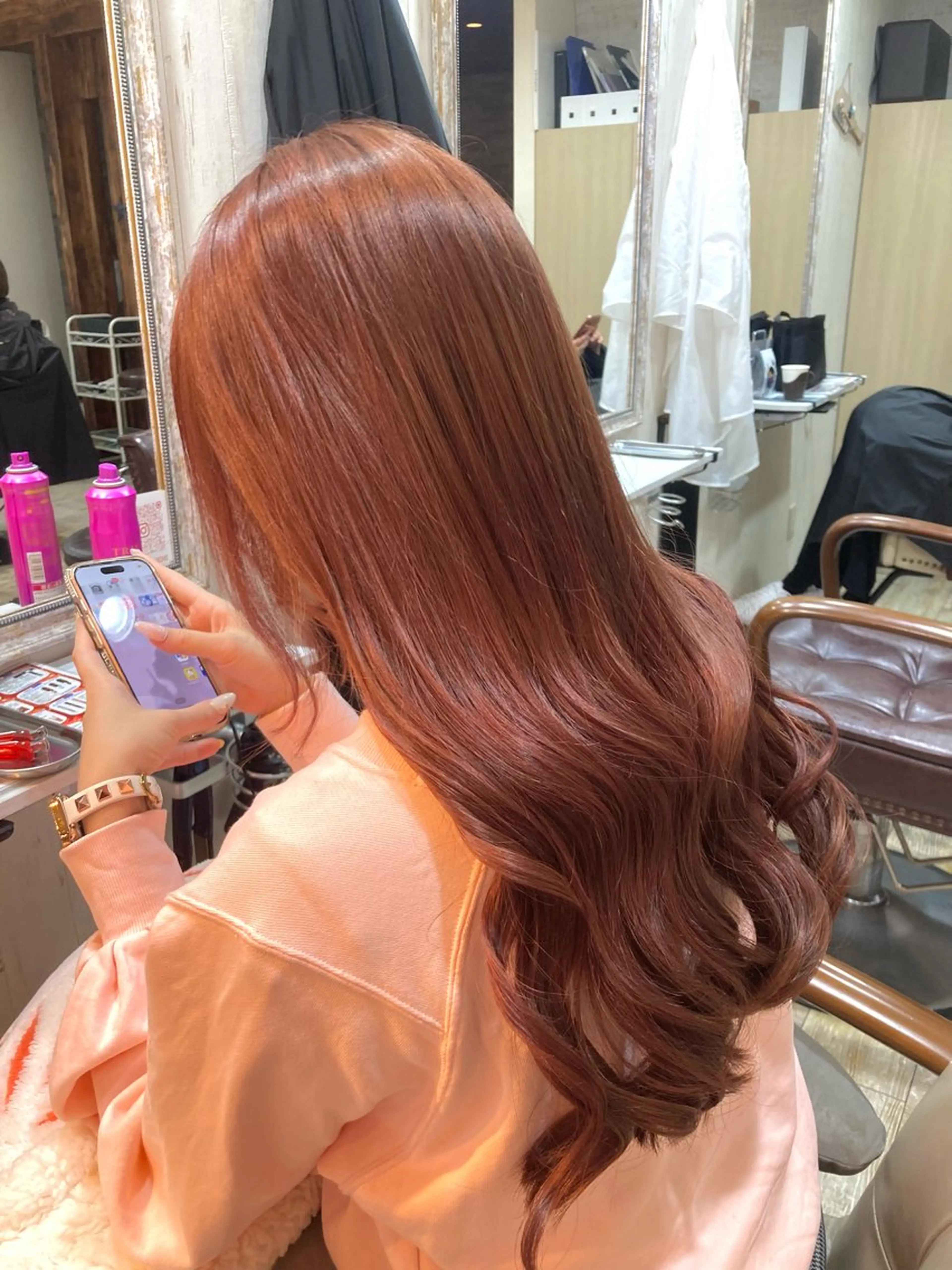 セミロング カラー ブラウンカラー ピンクカラー ピンクブラウン ヘアカラー トリートメント 💥横浜メンズ特化 💥ルキのヘアスタイル