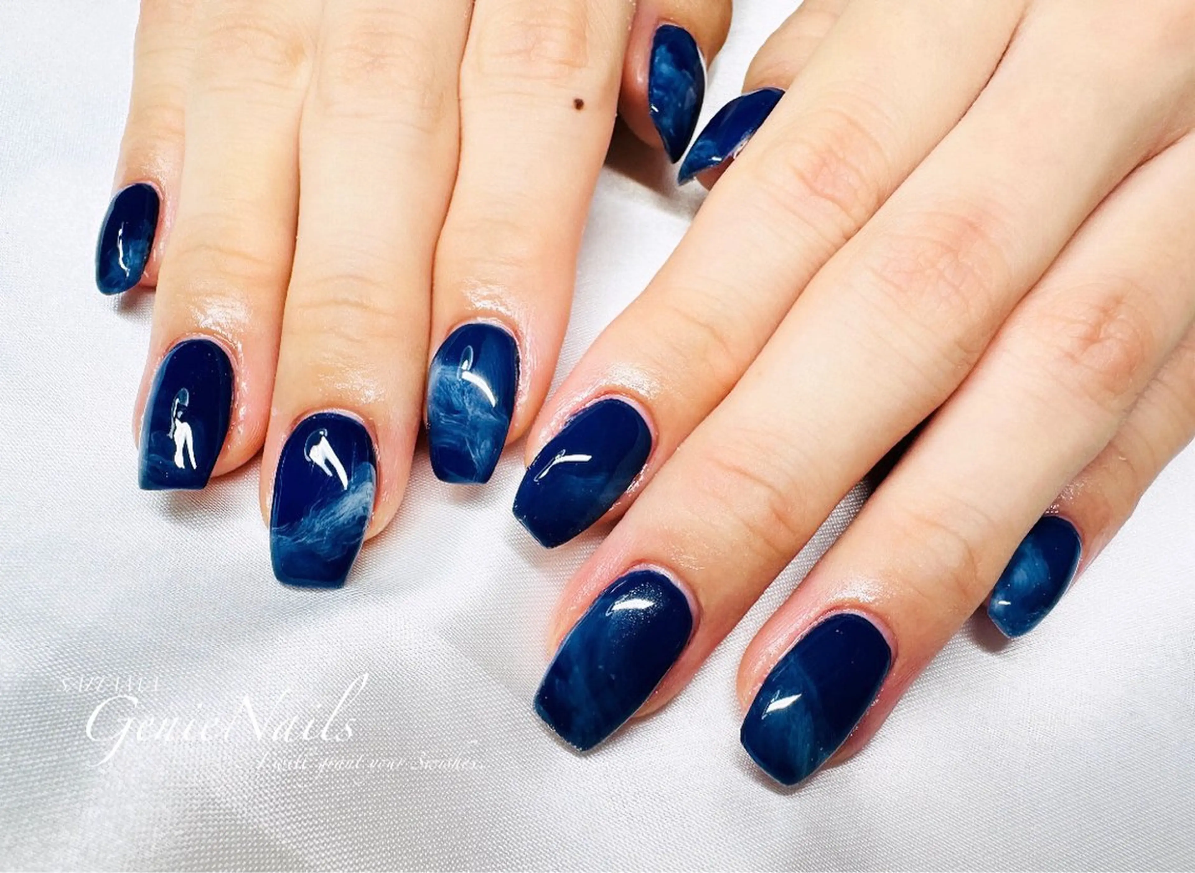 メンズ ネイル アートネイル 長さ出し 氷ネイル・うるうるネイル ロングネイル 持ち込み Genie Nailsのネイルデザイン
