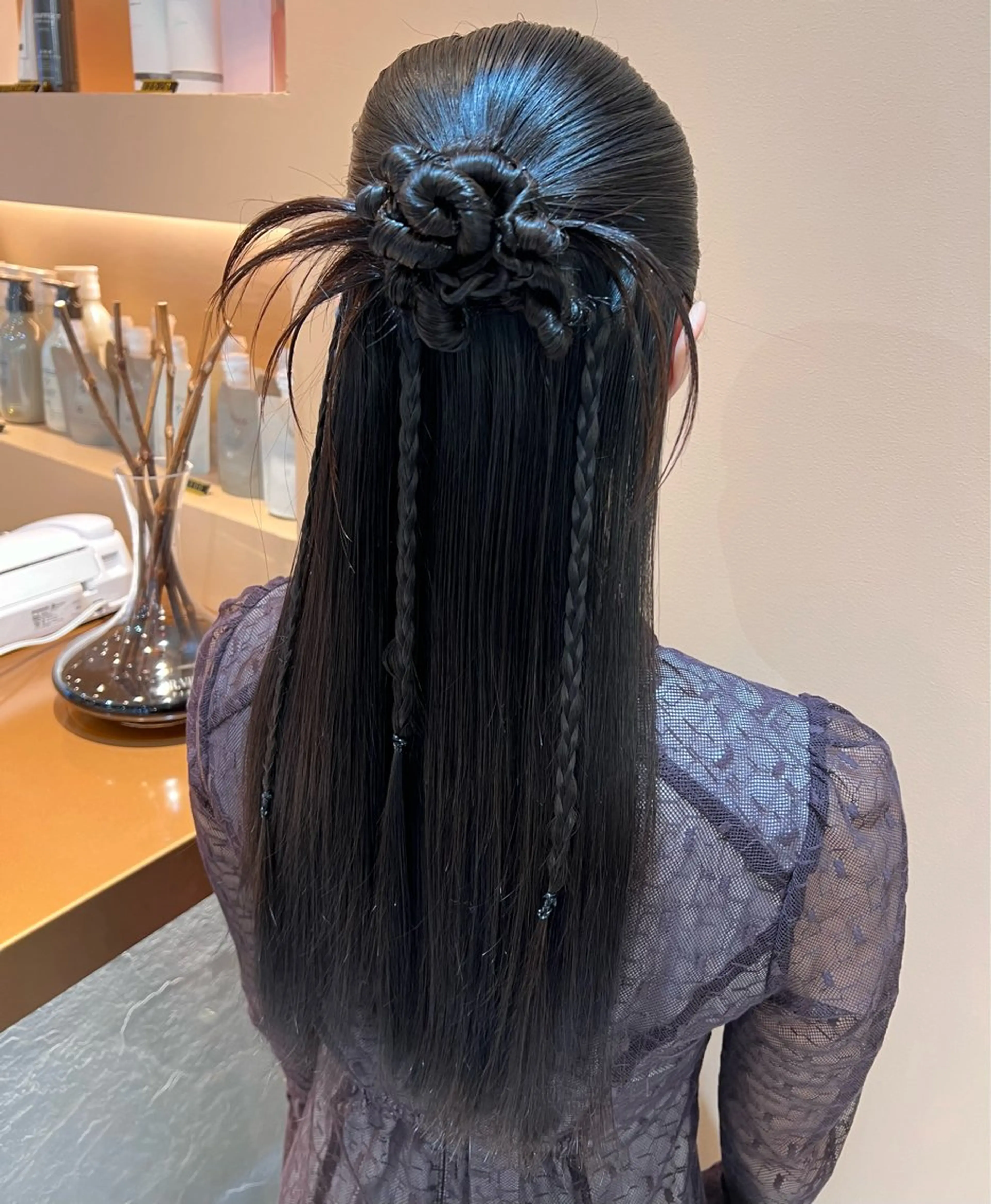 セミロング カラー ヘアアレンジ ハーフアップ ヘアセット ✨髪質改善✨ 韓国ヘア🇰🇷ゆいのヘアスタイル