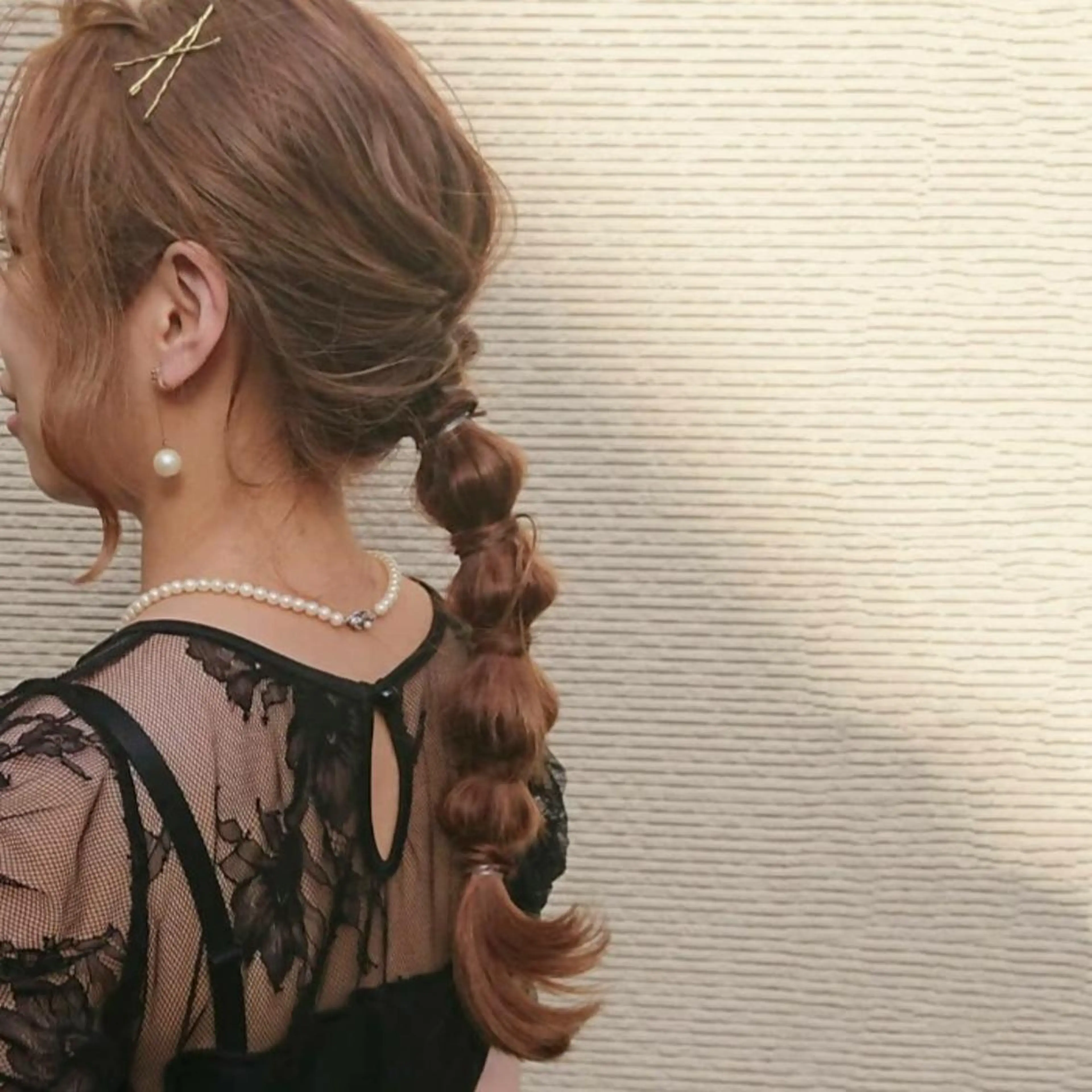 ロング カラー ヘアアレンジ 玉ねぎヘアー ヘアセット かわい ゆうな 髪質改善/縮毛矯正のヘアスタイル