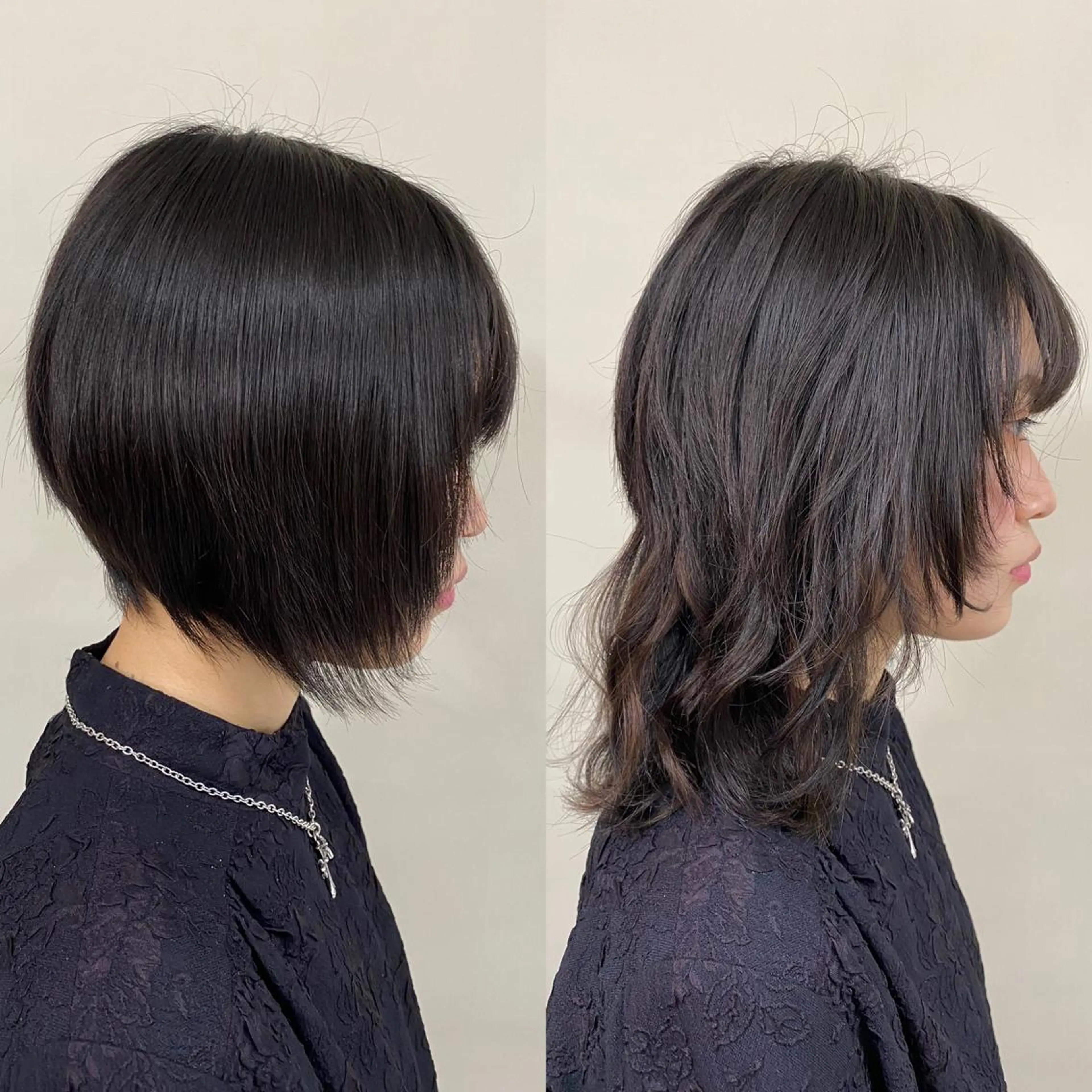 セミロング ウルフカット カット エクステ エクステ ハイトーン 💭黒崎ハルカのヘアスタイル