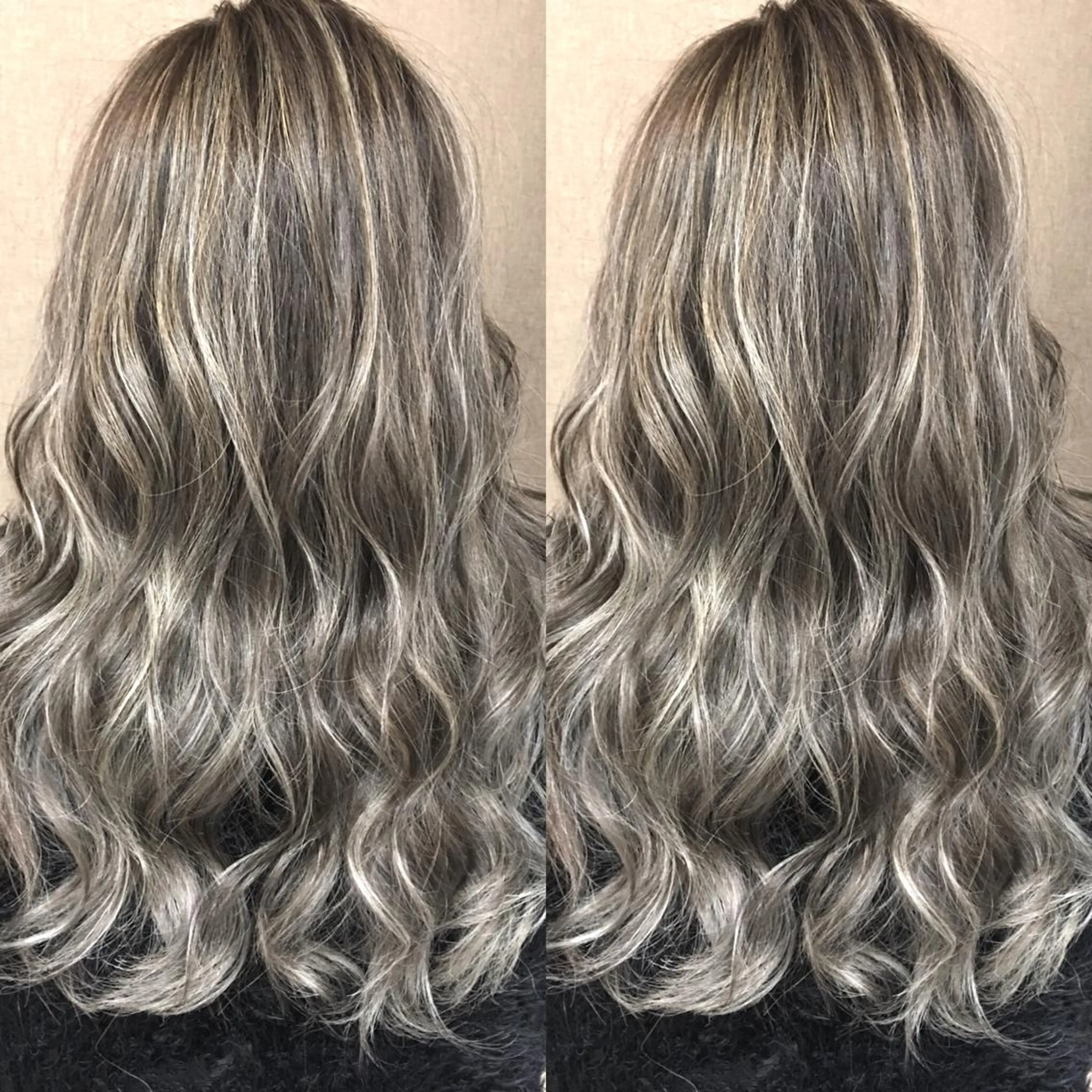 セミロング カラー ハイライトカラー シルバー 3Dハイライト ハイライト ヘアカラー トリートメント 井上 一平のヘアスタイル