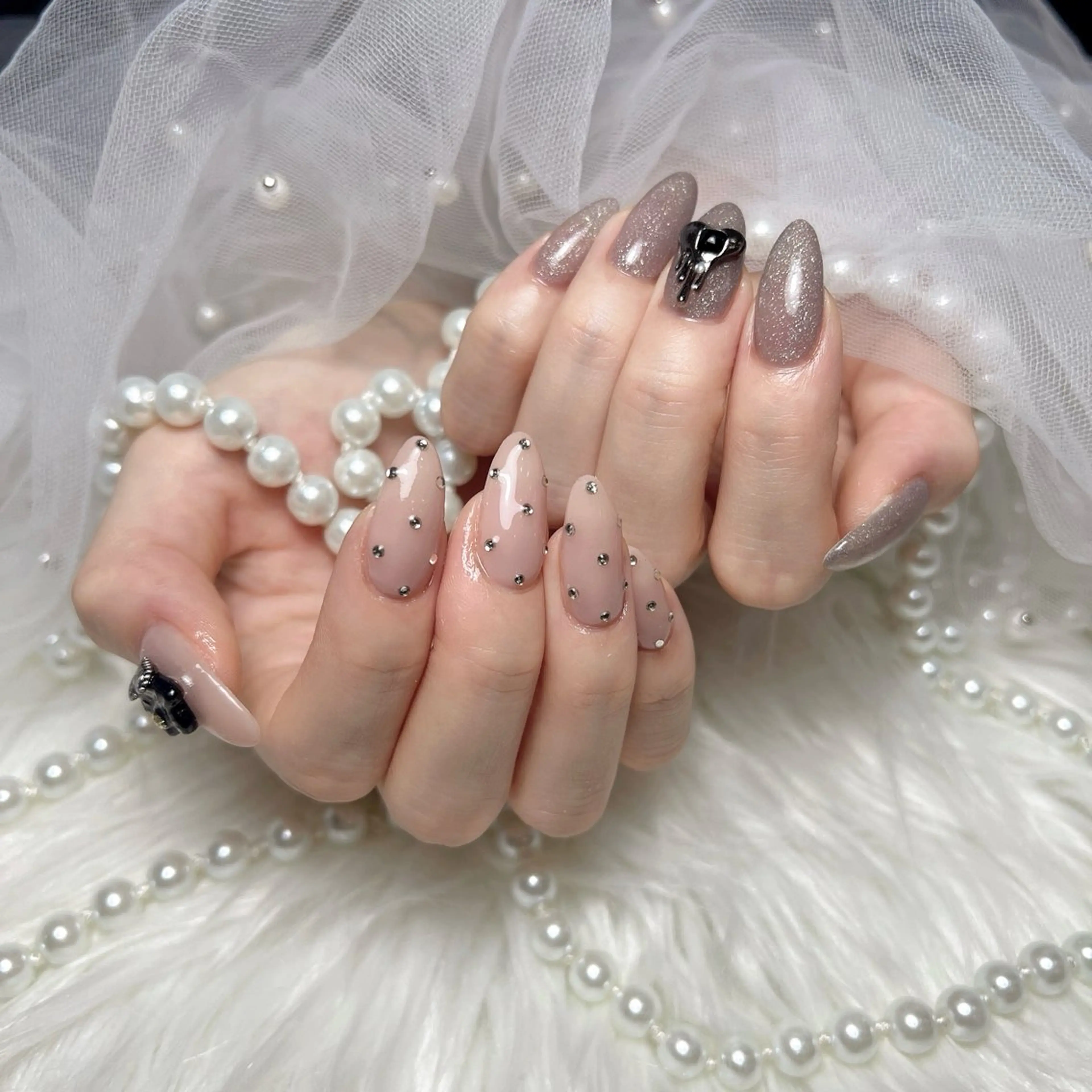 ネイル 長さ出し フットネイル フレンチネイル ガラスフレンチ グラデーション ハンドネイル M2beauty Renaのネイルデザイン